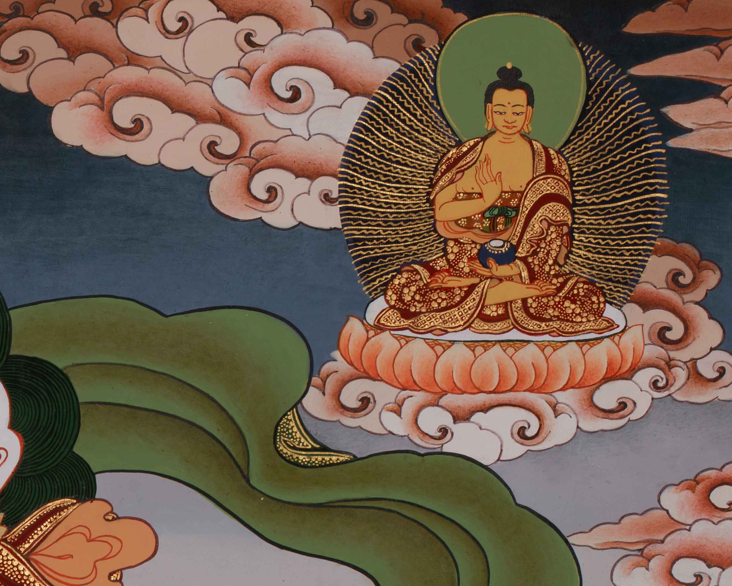 Wheel of Life Thangka with Chenrezig and Amoghasiddhi | A Sacred Symbol of Samsara