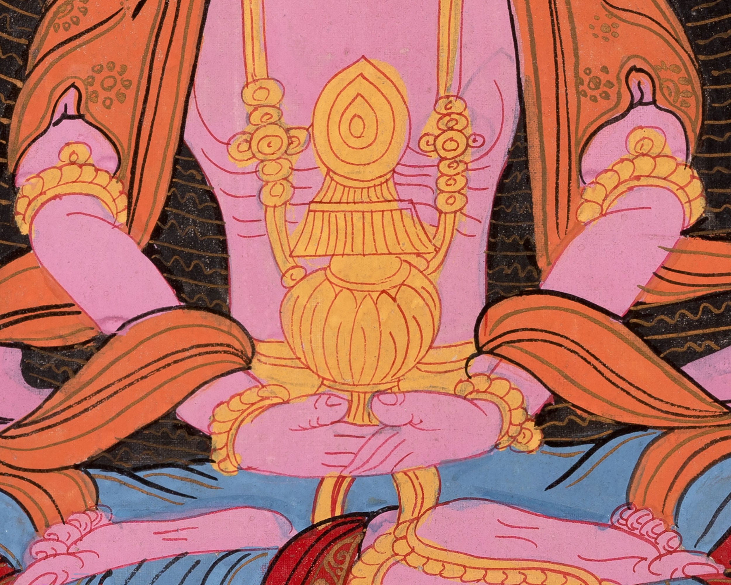 Vintage Amitayus Buddha Thangka | Tibetan Longevity Deity Artwork