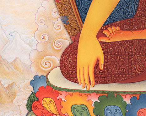 Traditional Buddha Shakyamuni Thangka Print | Peaceful Deity | Home Decor