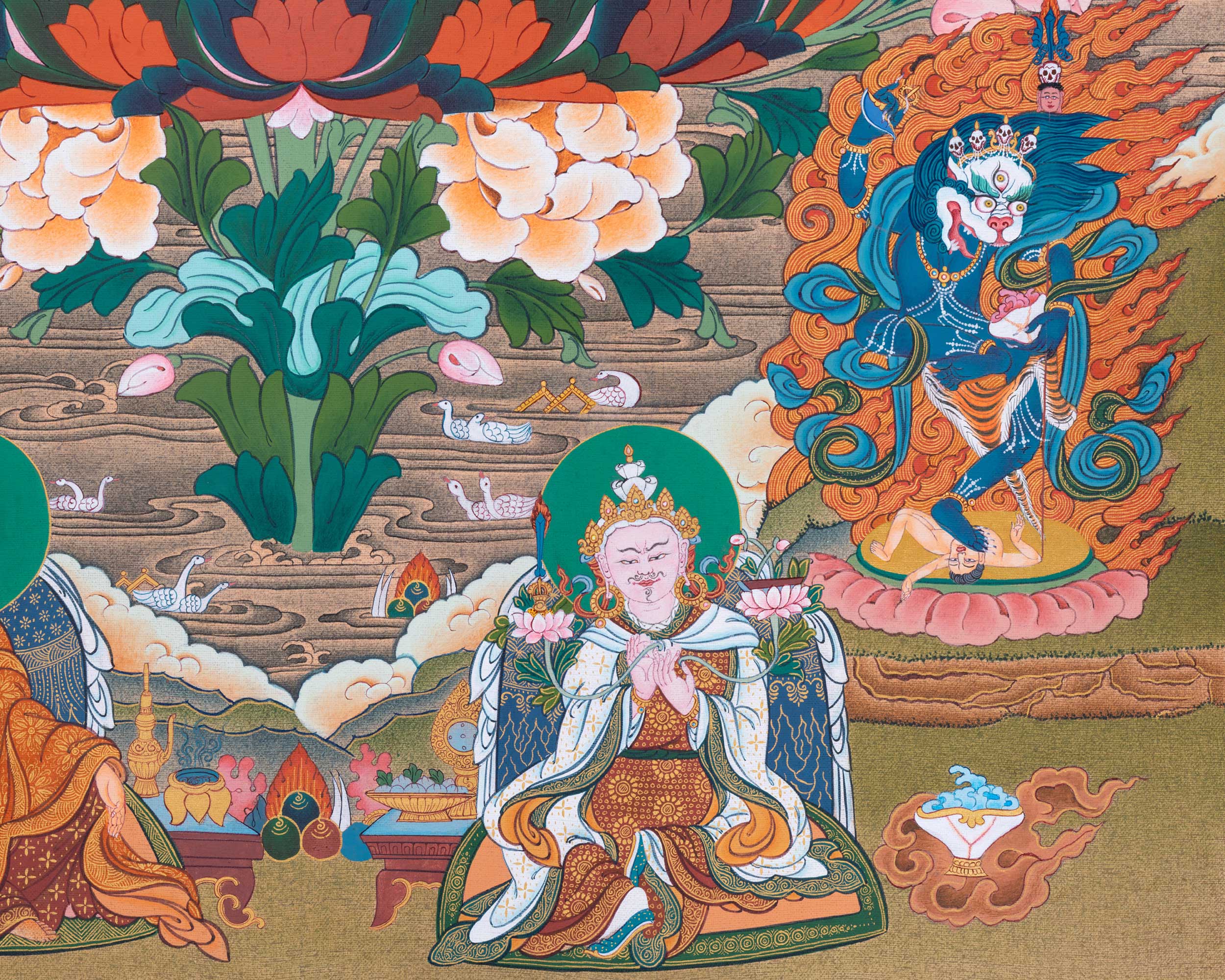 Guru Padmasambhava Thangka Print | Traditional Artwork Of Guru Rinpoche | The Lotus Born Master