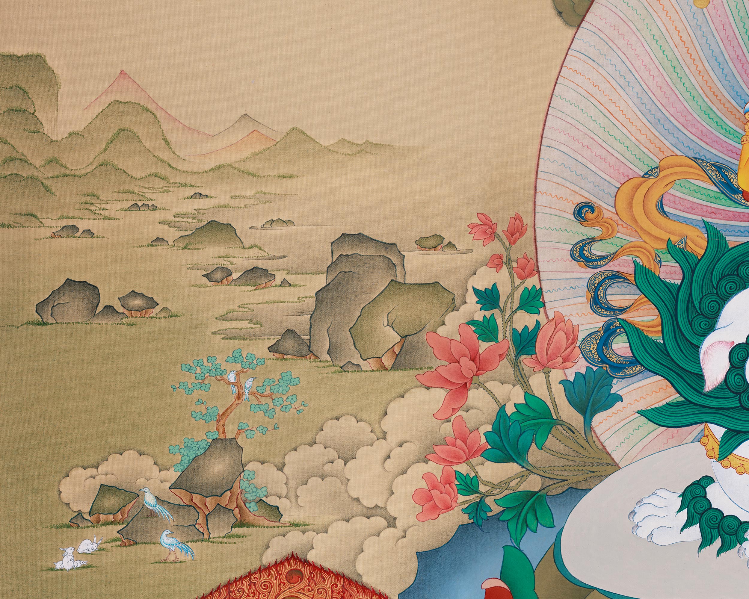 Namtoshe with 5 Dzambhala Thangka | The Wealth Deity and His Divine Companions