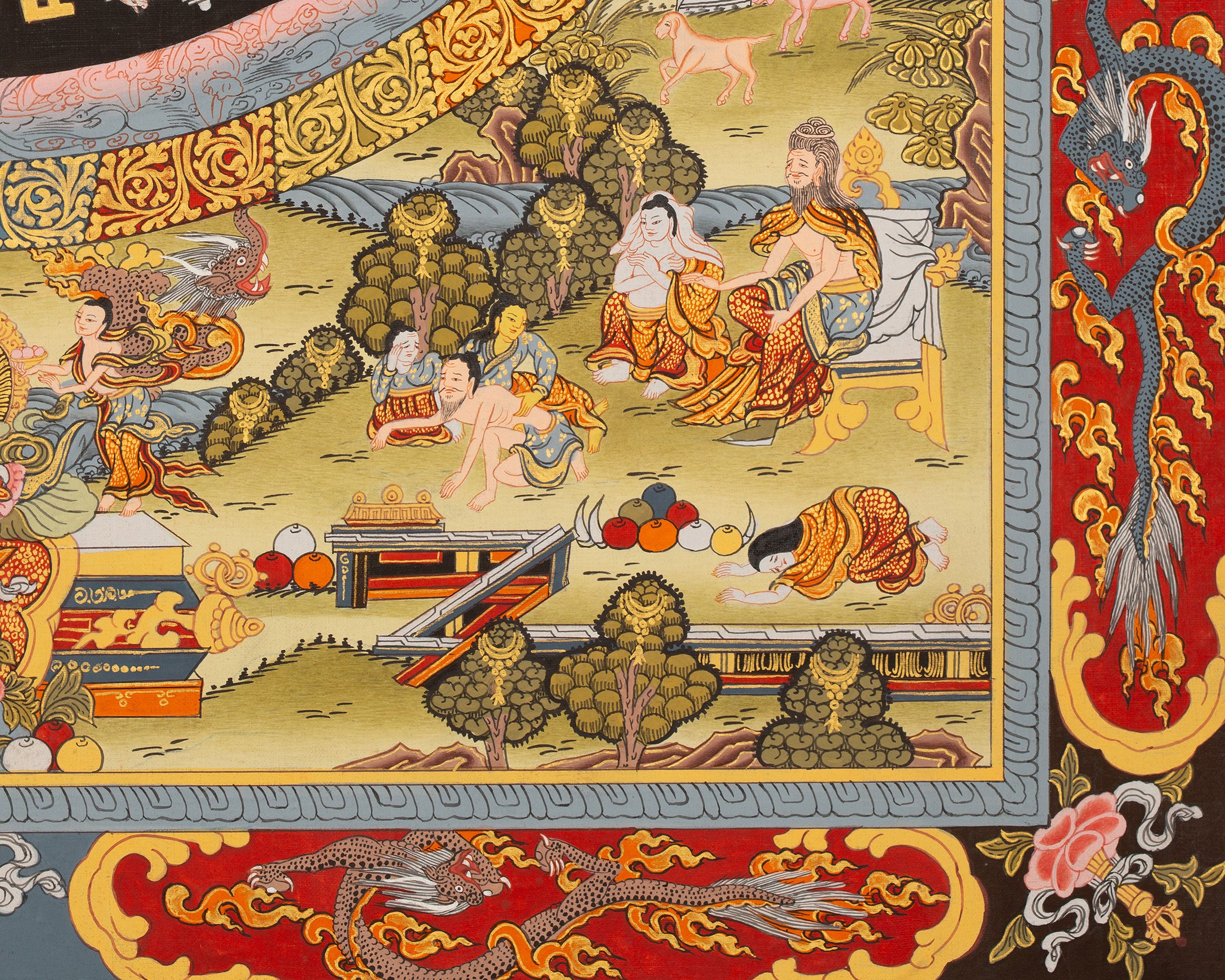 Traditional Mandala Art | Manjushri Thangka | Bodhisattva of Wisdom & Compassion