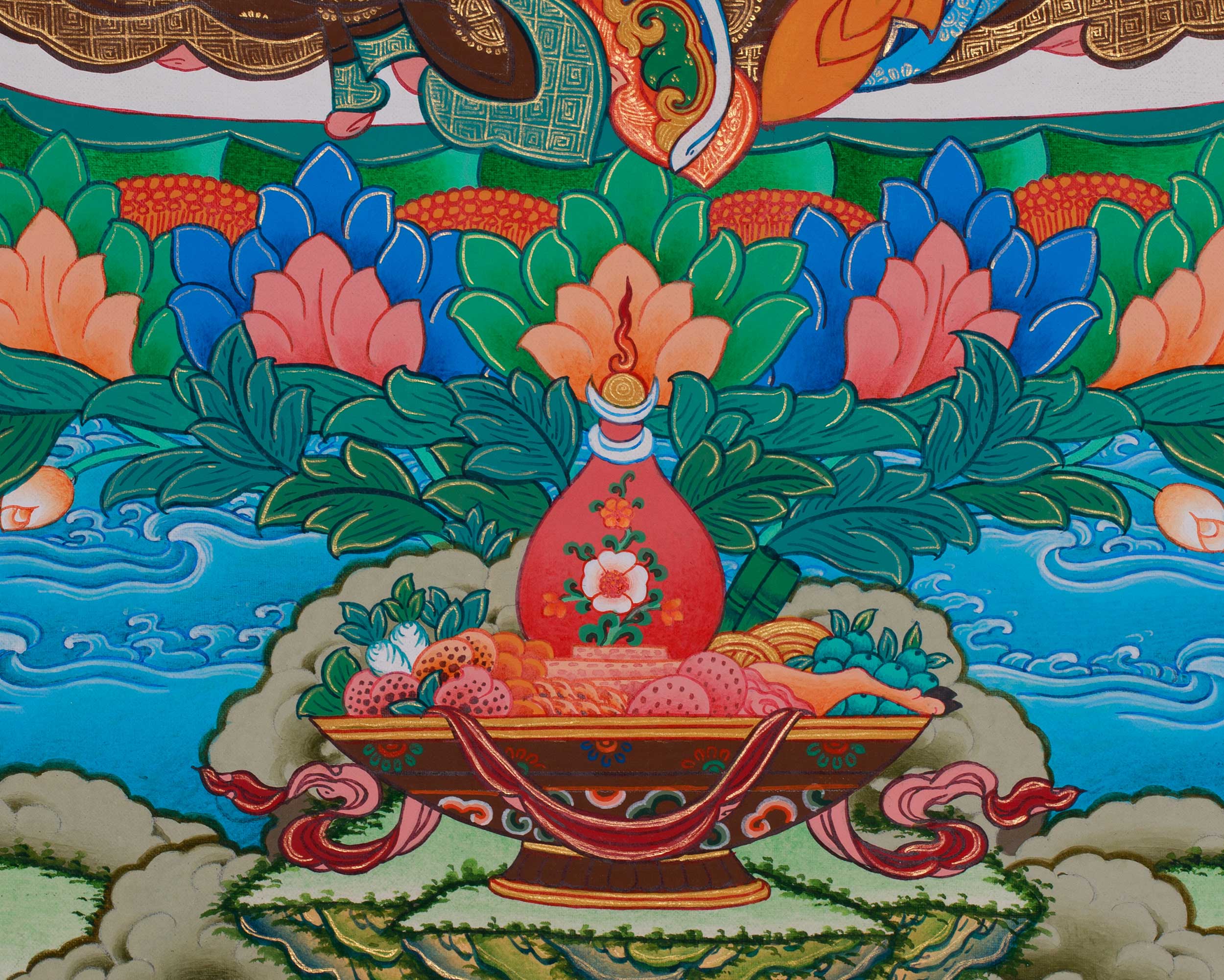 24 Inch Guru Rinpoche Thangka | Peaceful Padmasambhava Artwork