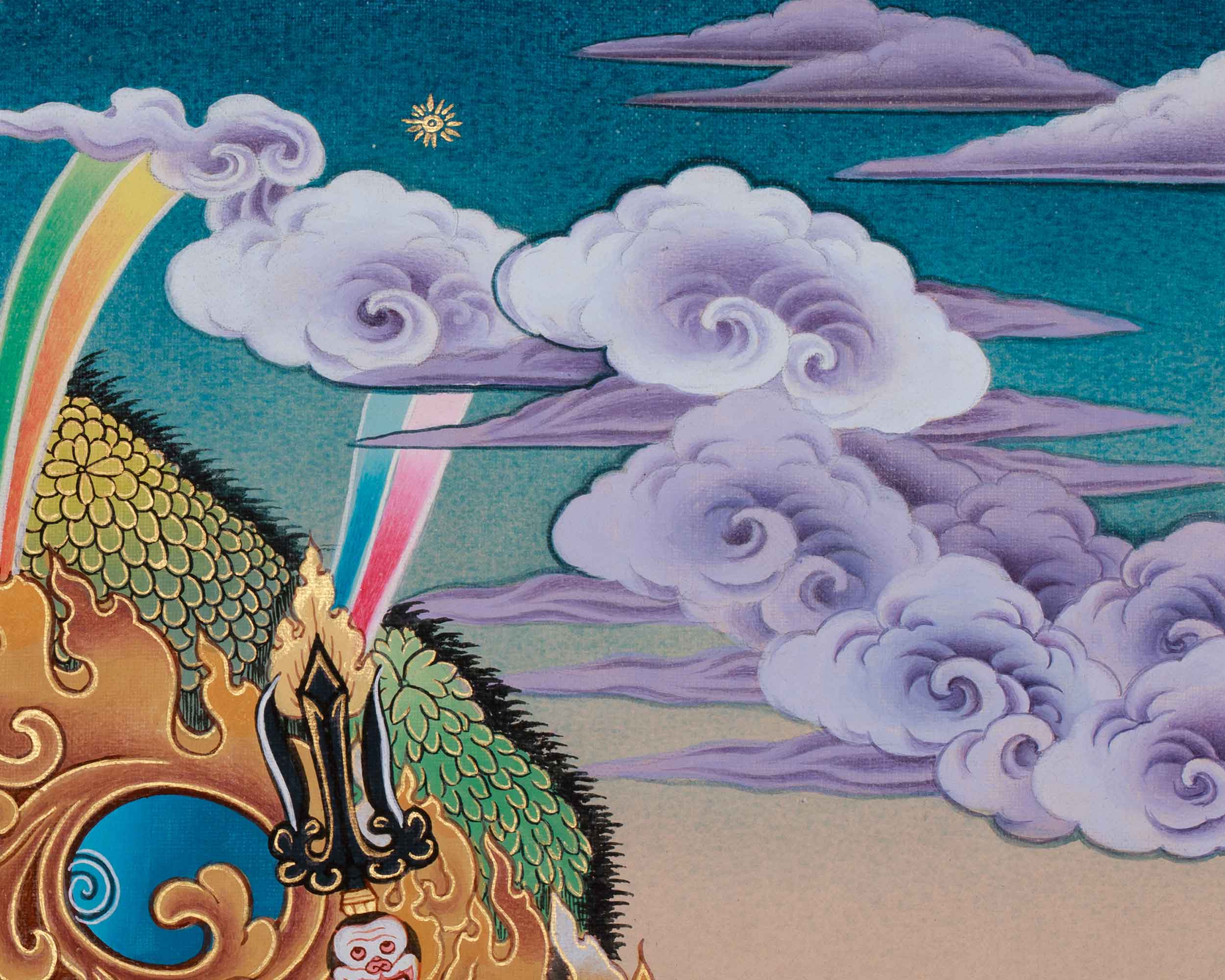 Traditional White Mahakala Thangka | Fierce Tibetan Protector Deity