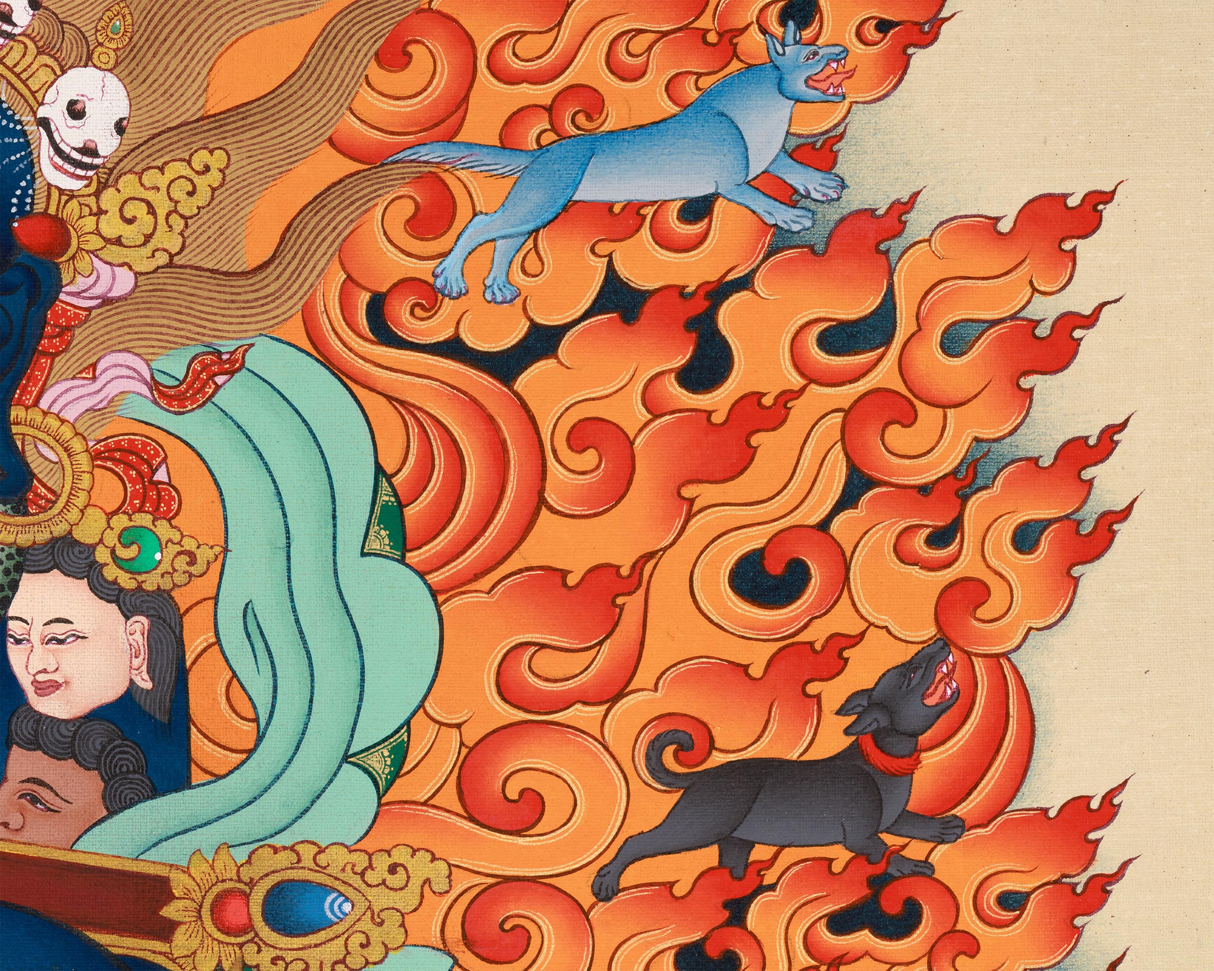 Two-Arms Sakya Mahakala Canvas Print | Wrathful Dharmapala