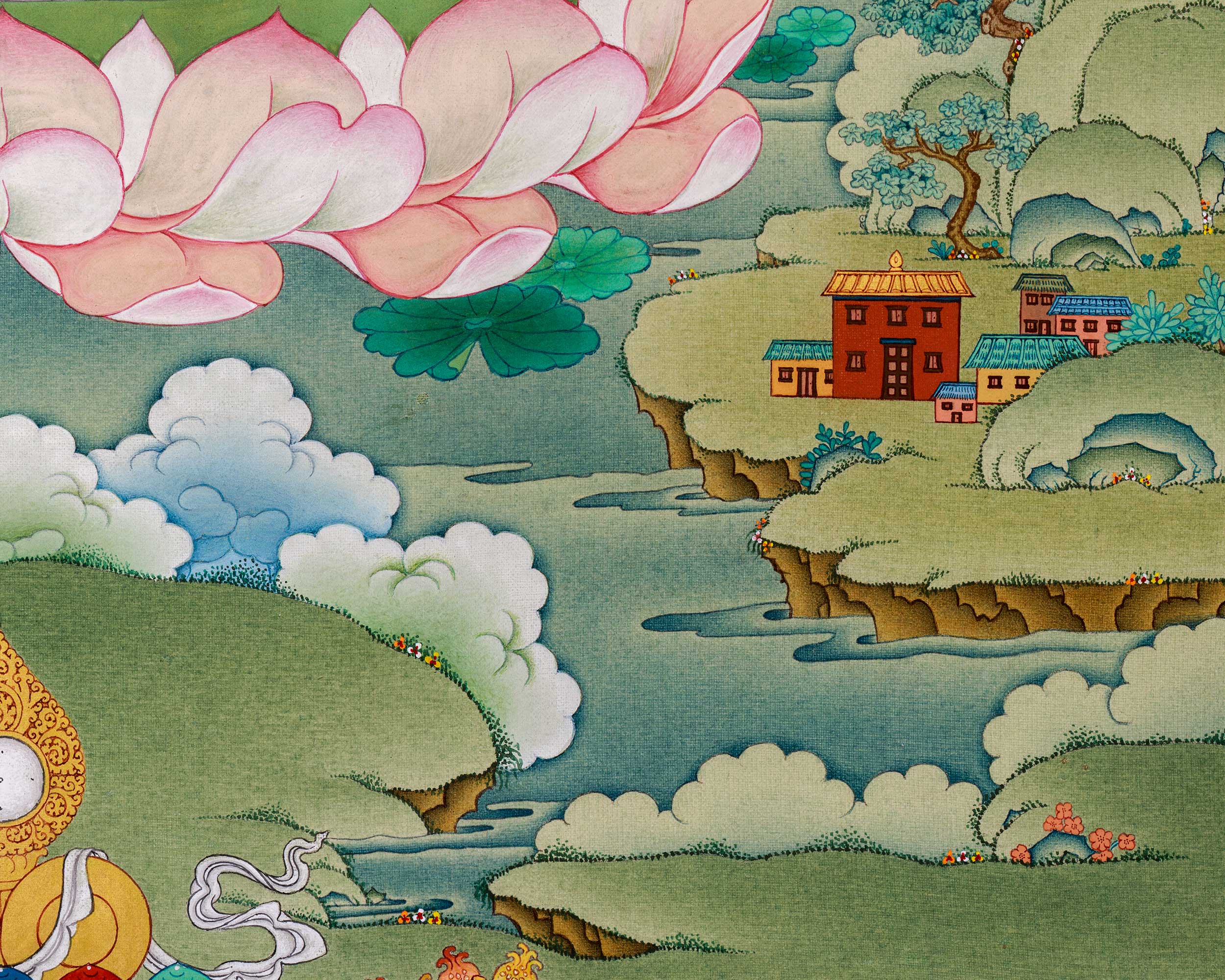 Compassion Buddha Avalokiteshvara Thangka| Authentic Stone Colors from Lhasa, Tibet