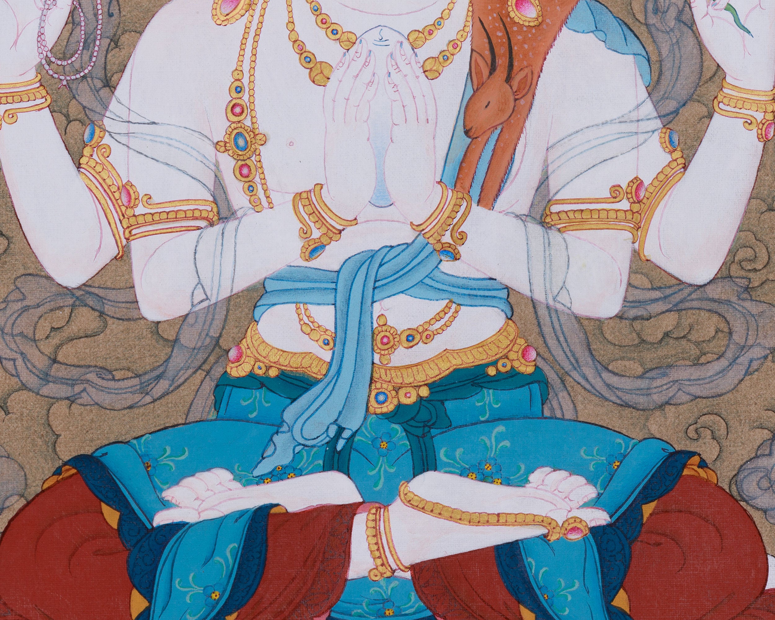 Chenrezig Compassion Buddha Thangka | Symbols of Loving-Kindness and Spiritual Protection