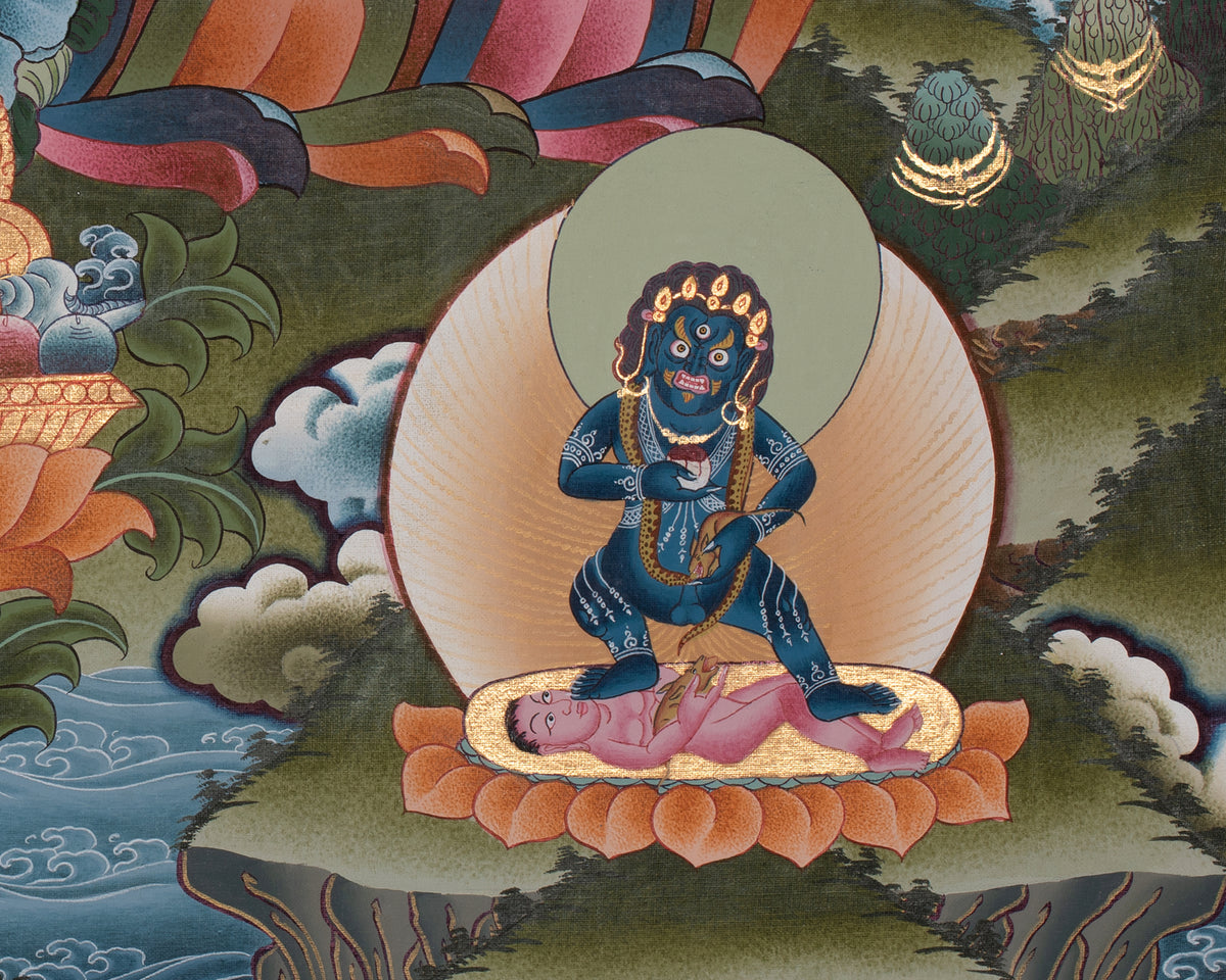 Dzambala Kubera Thangka Art | Divine Wealth and Prosperity | Home with Wealth and Good Fortune |