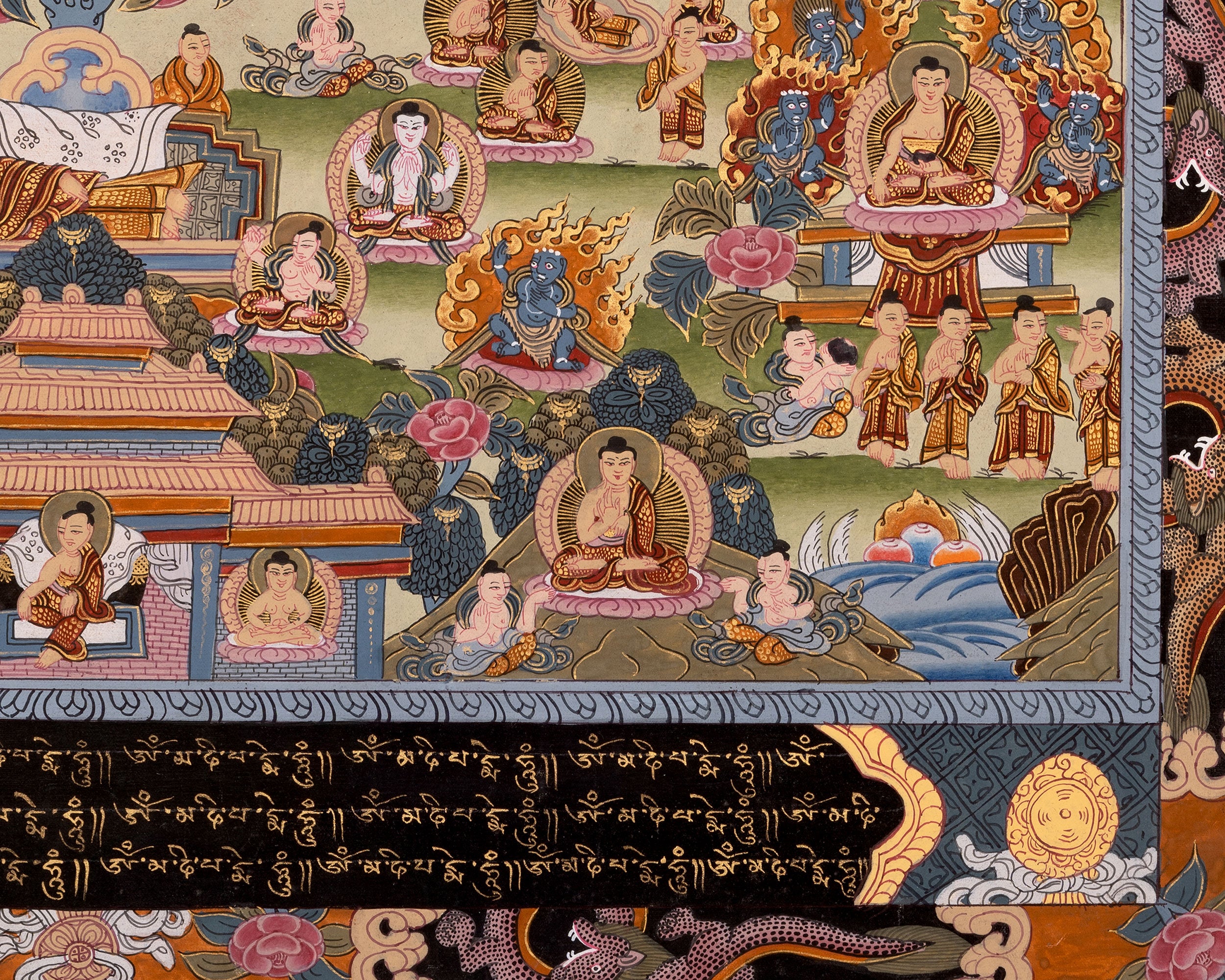 Buddha life Story | Vintage Buddha Thangka