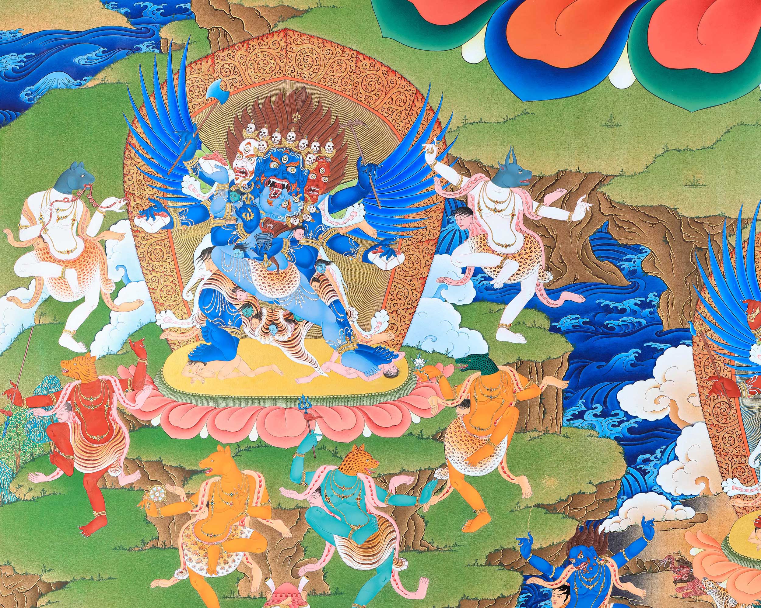 58 Wrathful Deities, Bardo Thangka Painting, Thangka Print