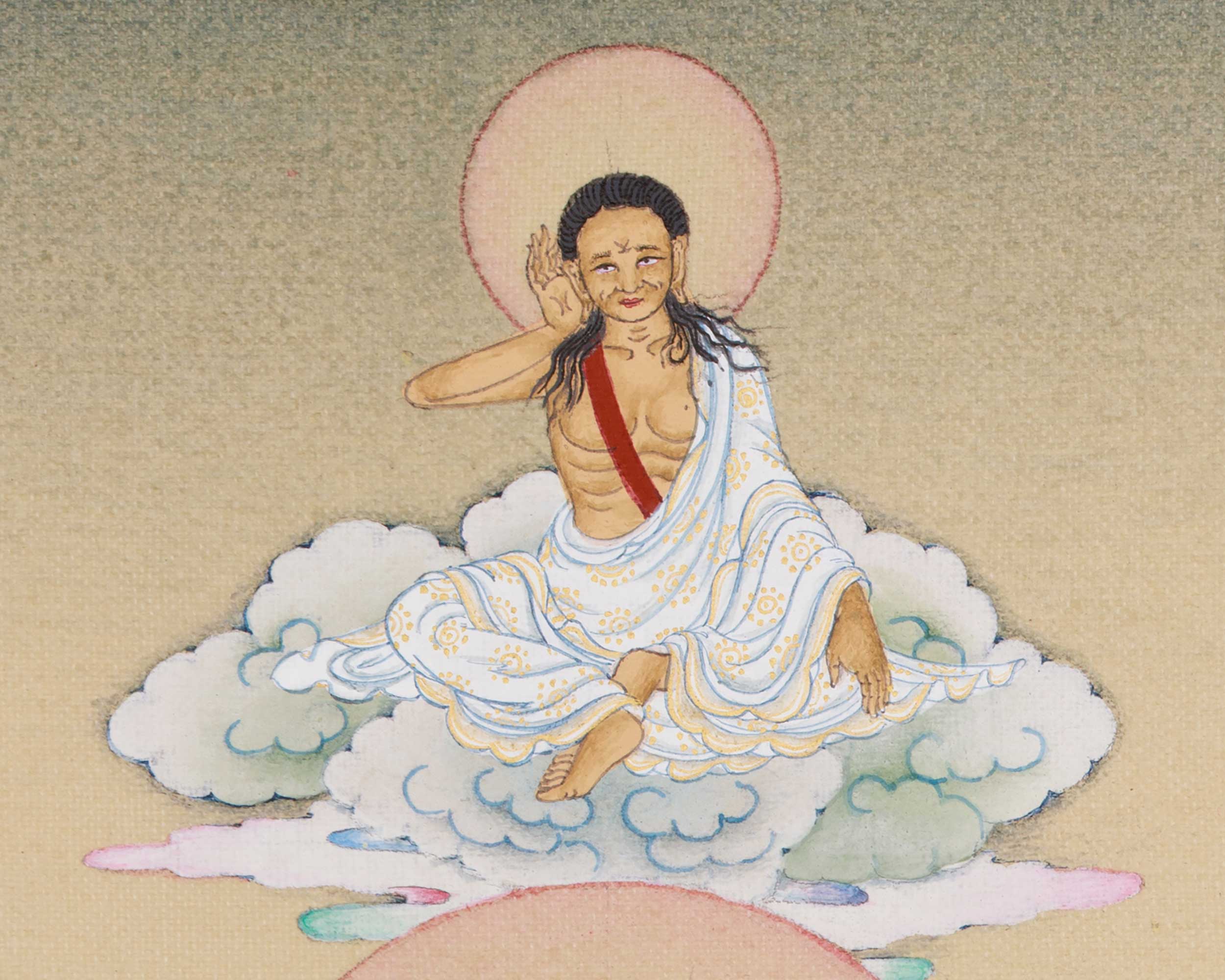 Tsheringma Thangka Painting | Goddess of Longevity with Jetsun Milarepa