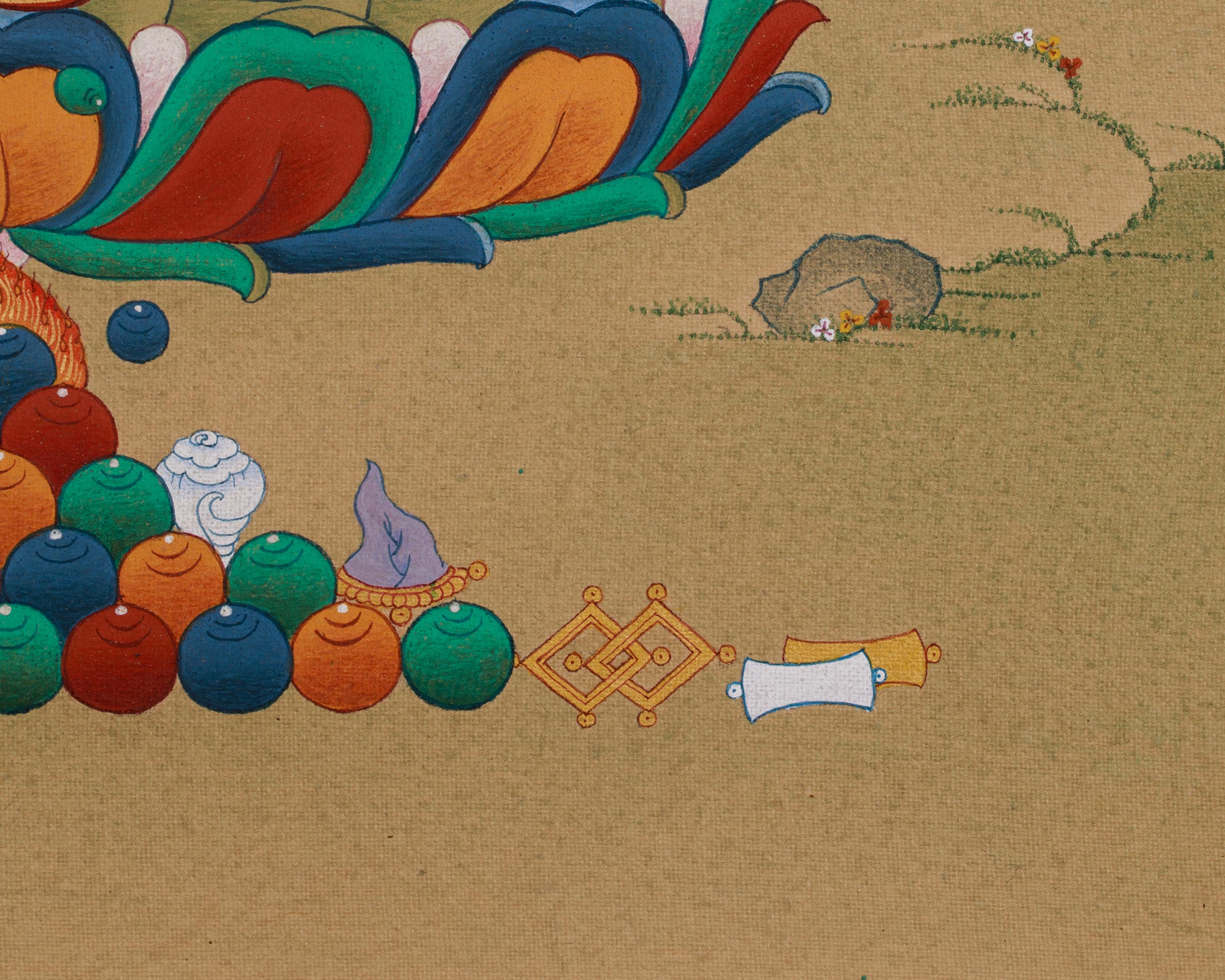 Sacred Thangka of Dzambhala with Ratnasambhava | Buddha of Wealth and Wisdom