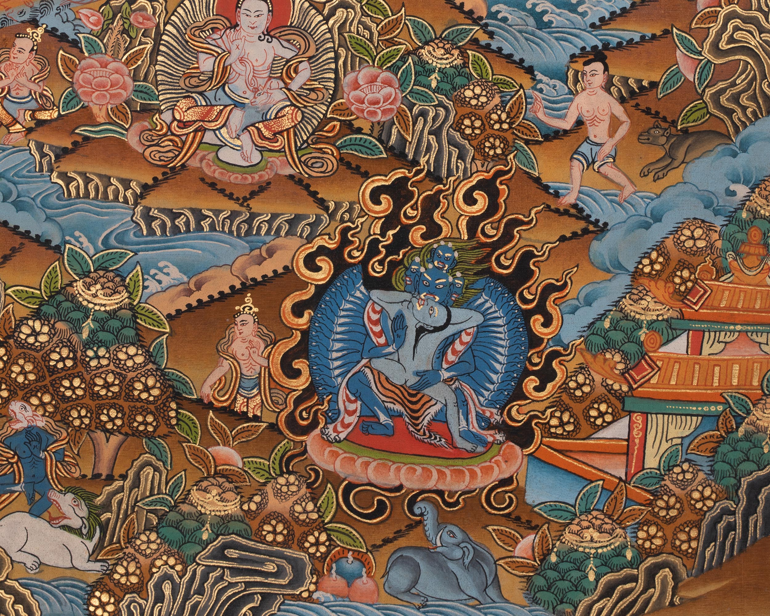 Vintage Vajra Heruka Mandala Thangka | Perfect for Meditation and Decor