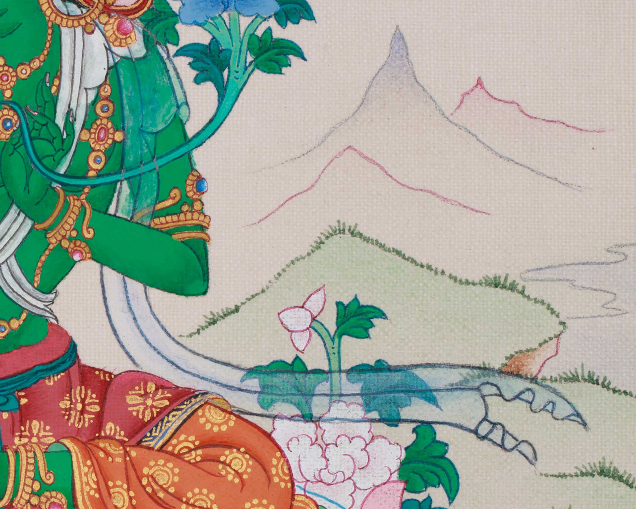 Original Goddess Shyama Tara Thangka | Green Tara, Mother of Liberation