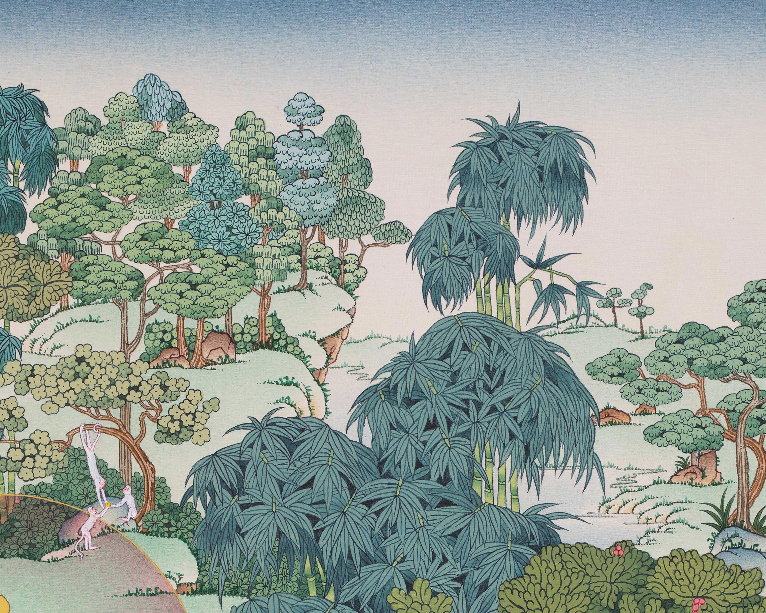 Rare Tibetan Buddha Shakyamuni Thangka Surrounded by Nature | A Vision of Enlightenment