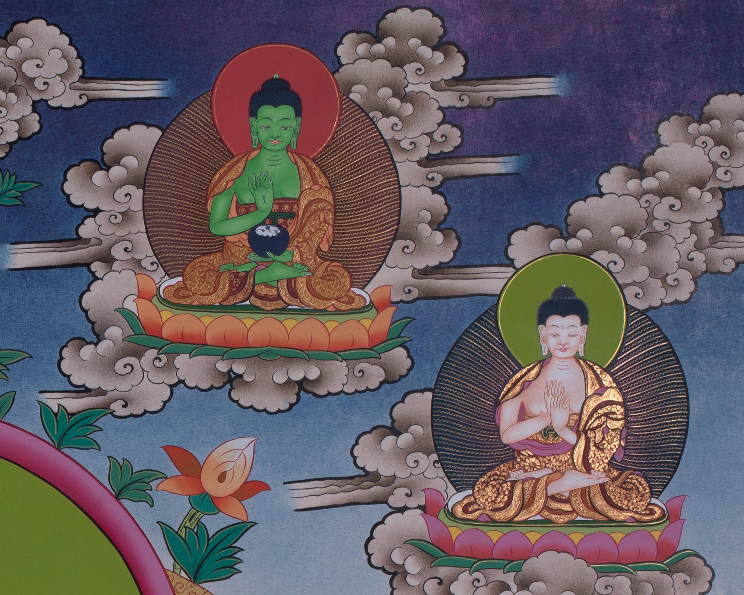 Large 60-Inch Chenrezig Thangka | Four-Armed Avalokiteshvara