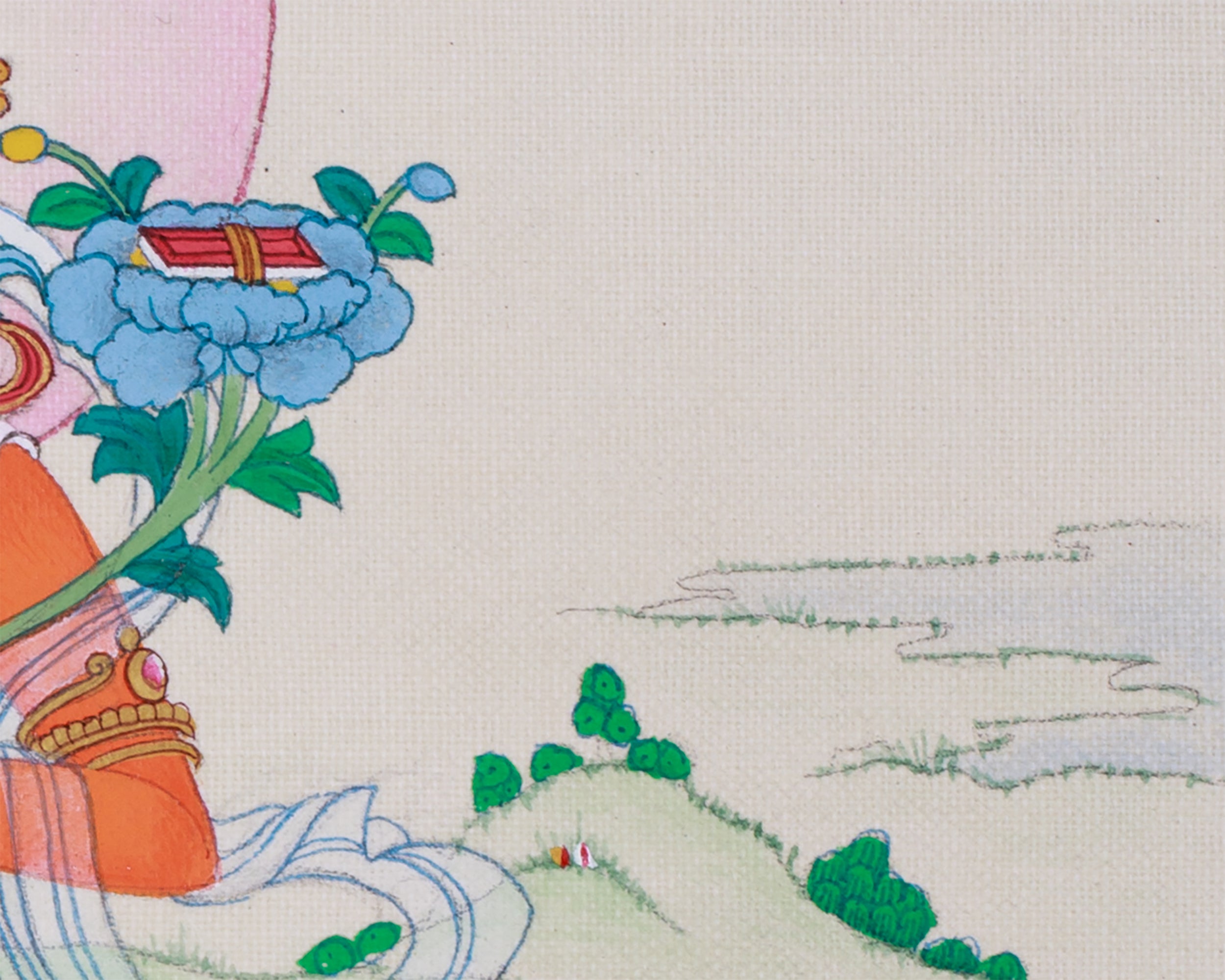 Tibetan Bodhisattva Manjushri Thangka | Small Canvas Artwork