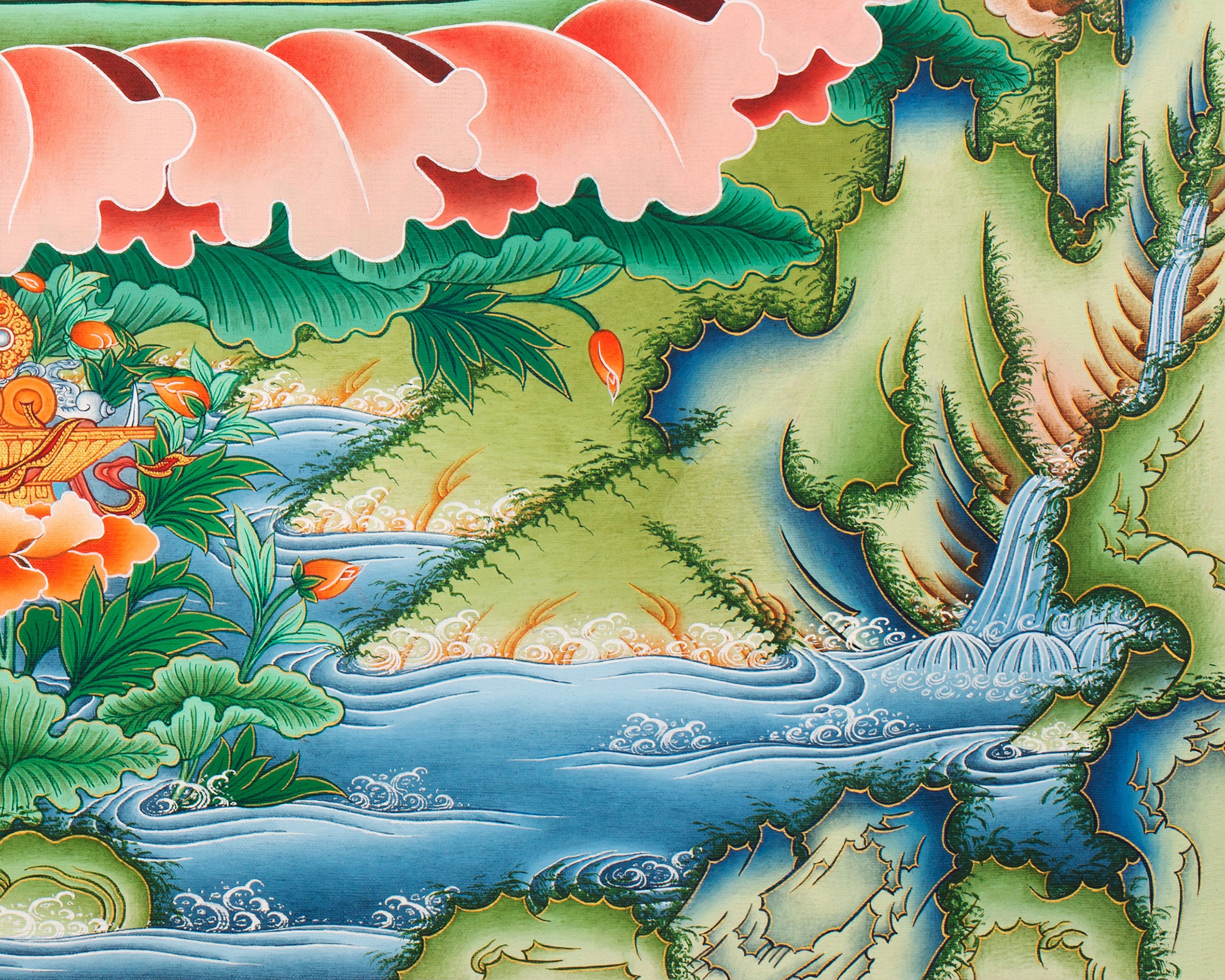 Buddhist Deity Manjushri Thangka | Sacred Buddhist Art of Wisdom and Compassion