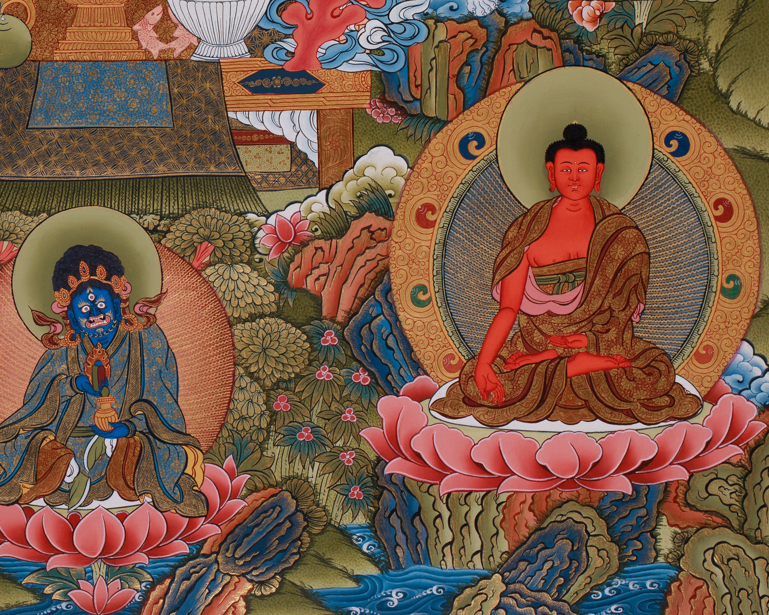 Assembly of 8 Medicine Buddhas | Tibetan Bhaisajyaguru Large Thangka Painting