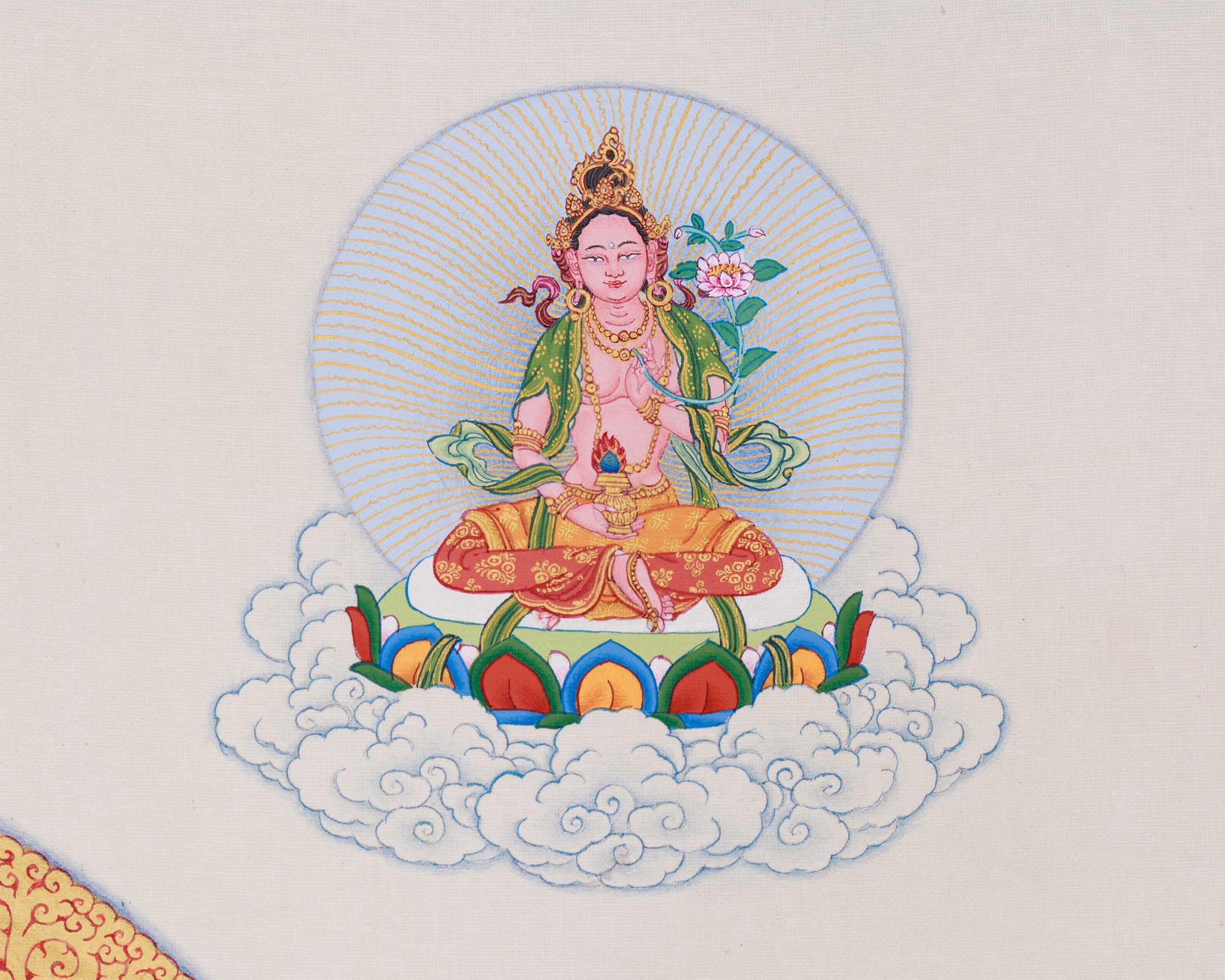 Tantric Form of Compassion, Gyalwa Gyasto | Red Chenrezig with Dakinis and Dhyani Buddhas