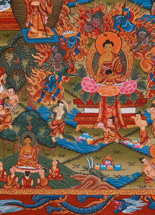 Exquisite Buddha's Life Story Thangka | A Meditative Guide to Enlightenment