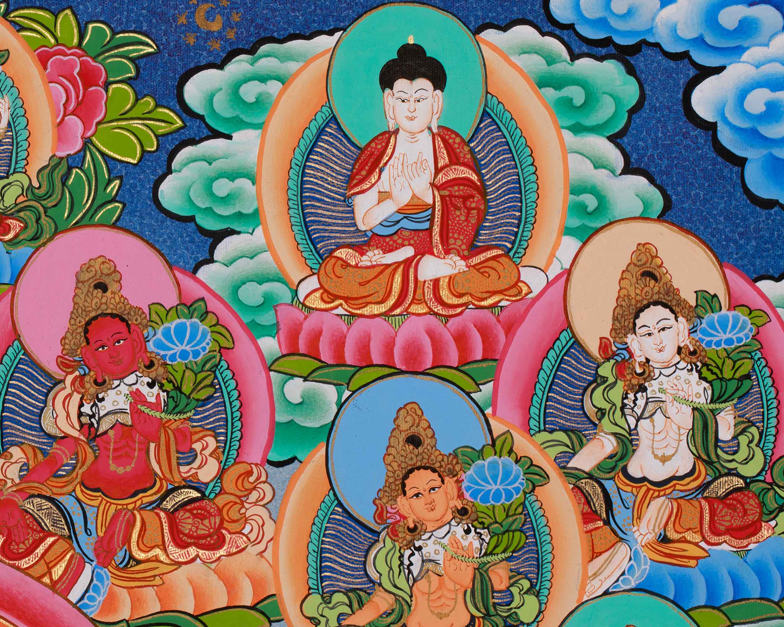 Radiant 21 Tara Divine Thangka | Tibetan Goddess of Compassion and Protection
