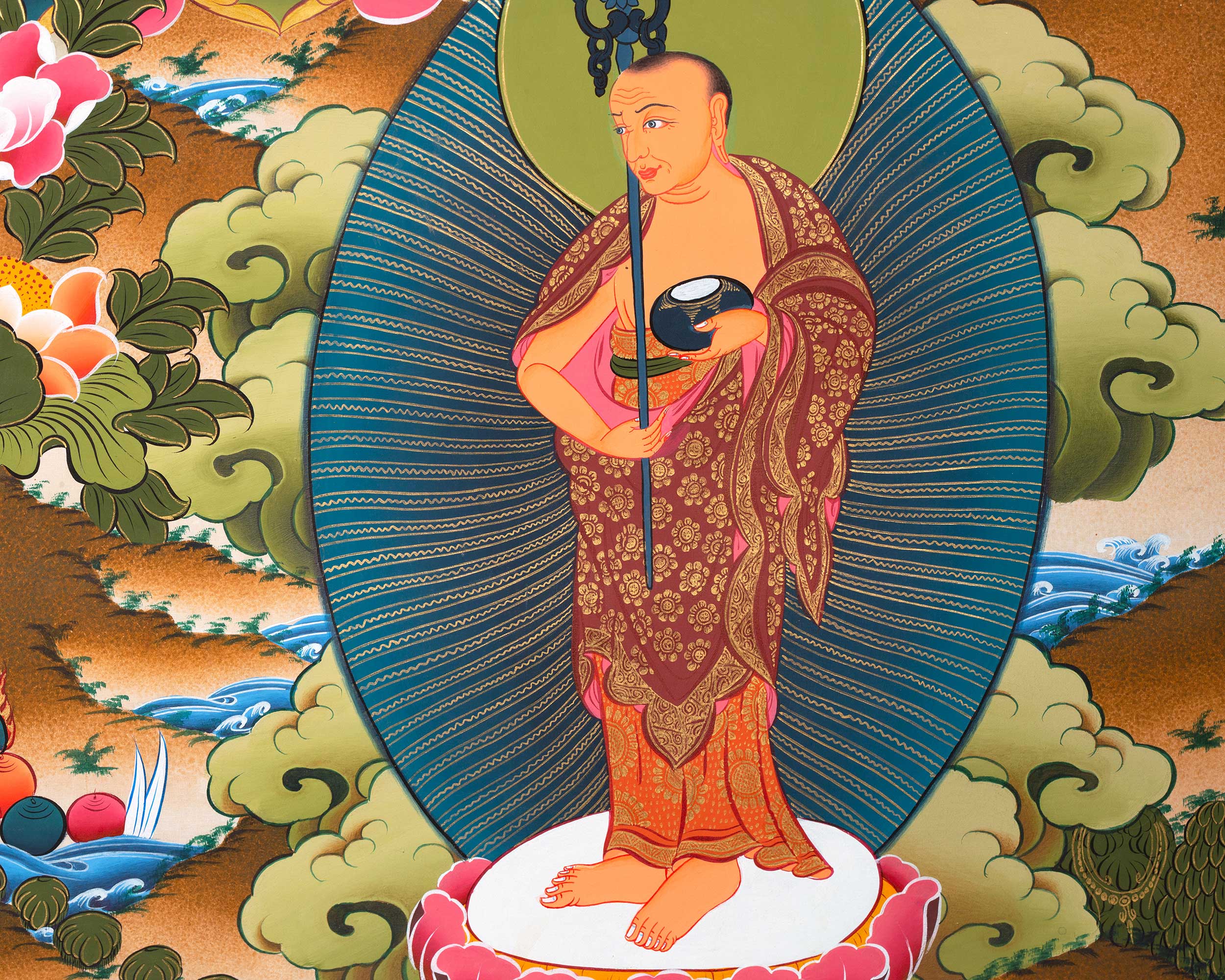 Big Shakyamuni Buddha Tibetan Thangka | Buddhist Wall Decor