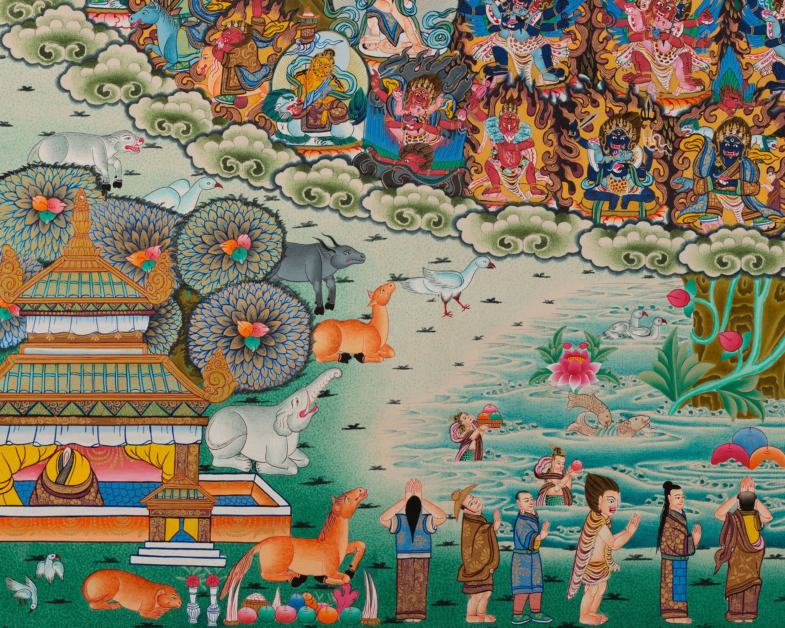 Guru Rinpoche Lineage Tree | Large Thangka Painting