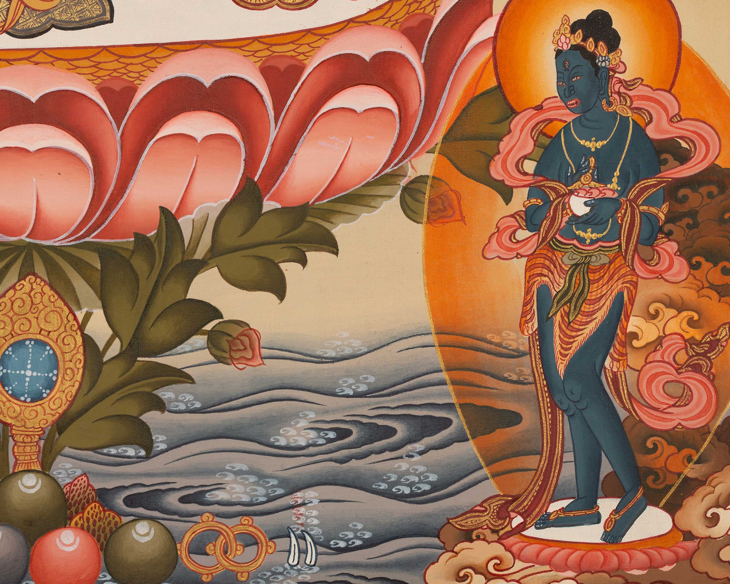 Female Bodhisattva Art | White Tara Thangka | Religious Wall Decors