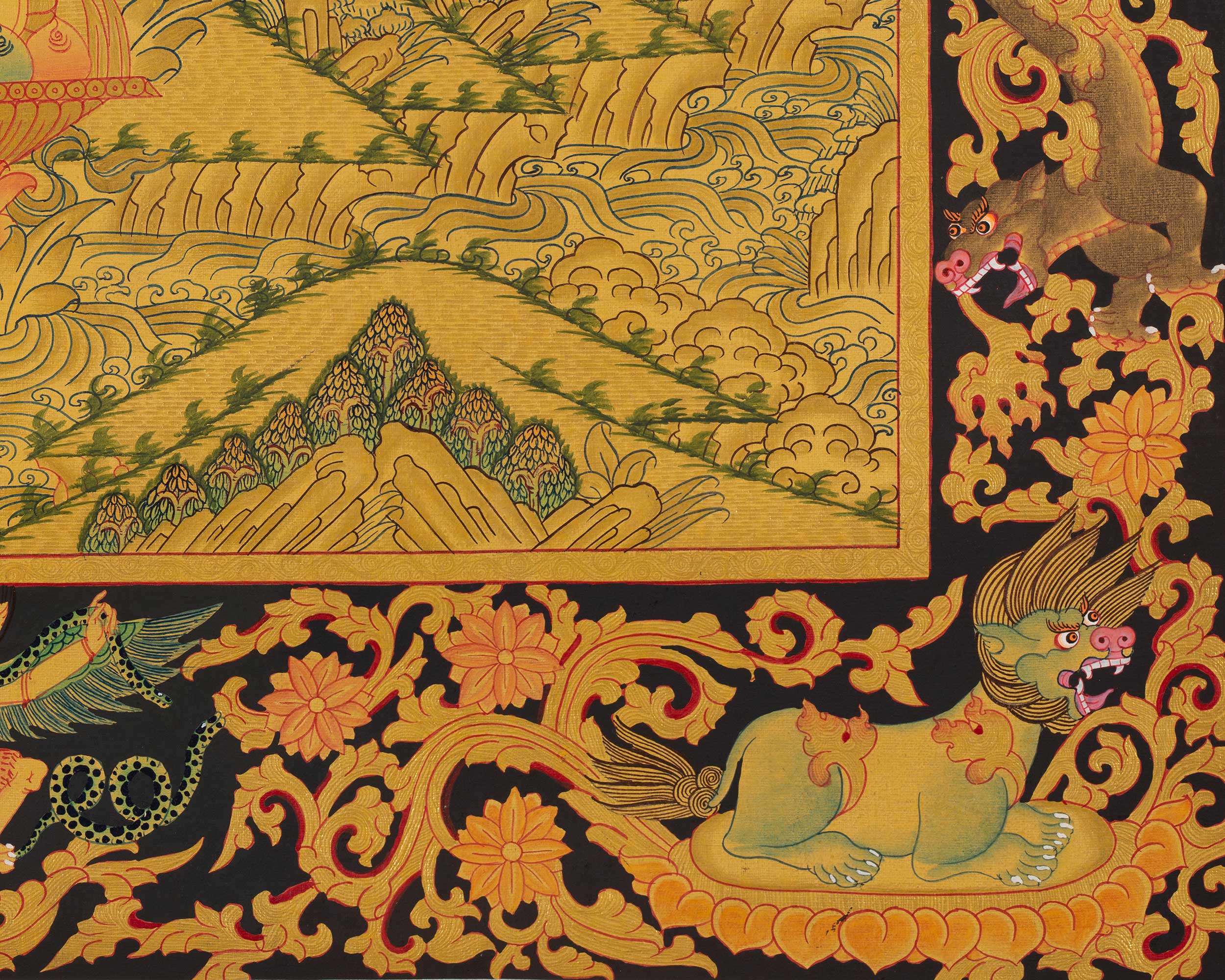Shakyamuni Buddha Gold Thangka | Religious Tibetan Paint | Wall Decors