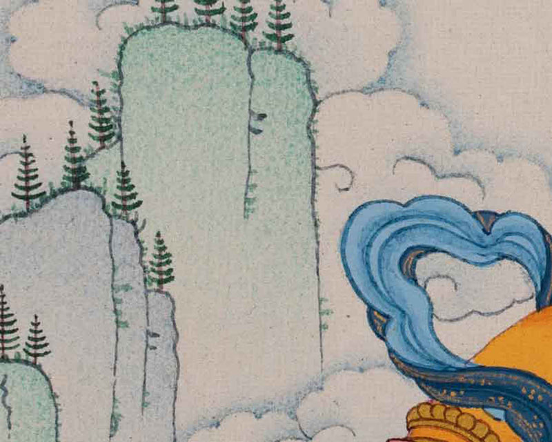 Yellow Dzambhala Thangka - Beacon of Wealth and Fertility | Himalayan Art