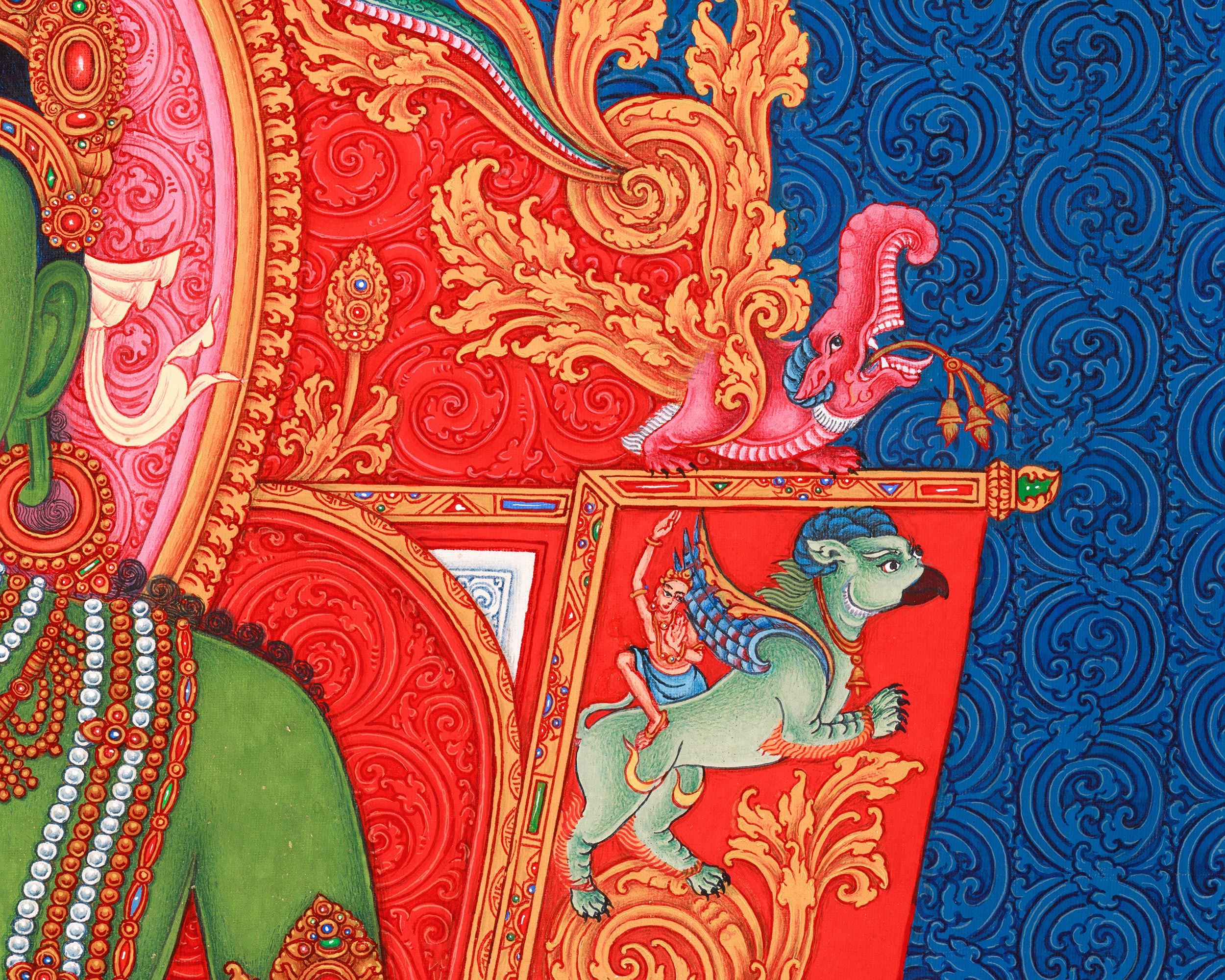 Amoghasiddhi Buddha Thangka Print | Buddha Giclee Canvas | Traditional Paubha Artwork