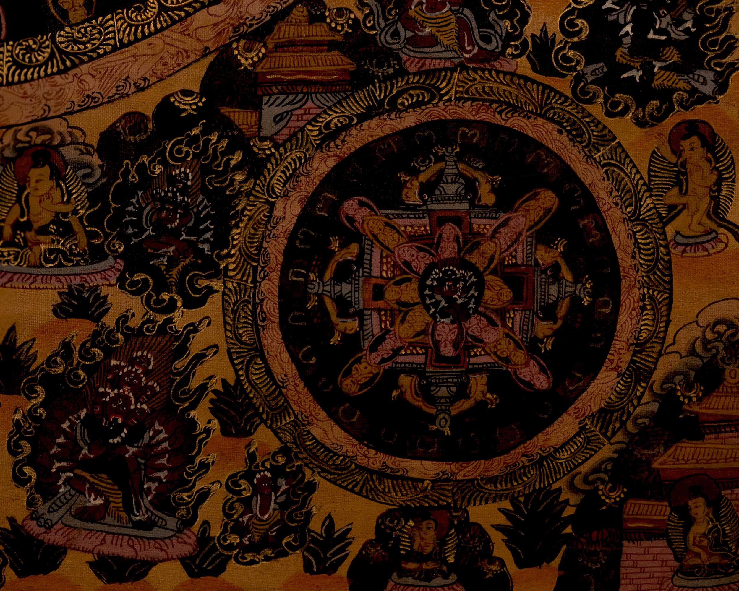 Vintage Heruka Mahakala Mandala | Religious Thangka Art | Wall Decors