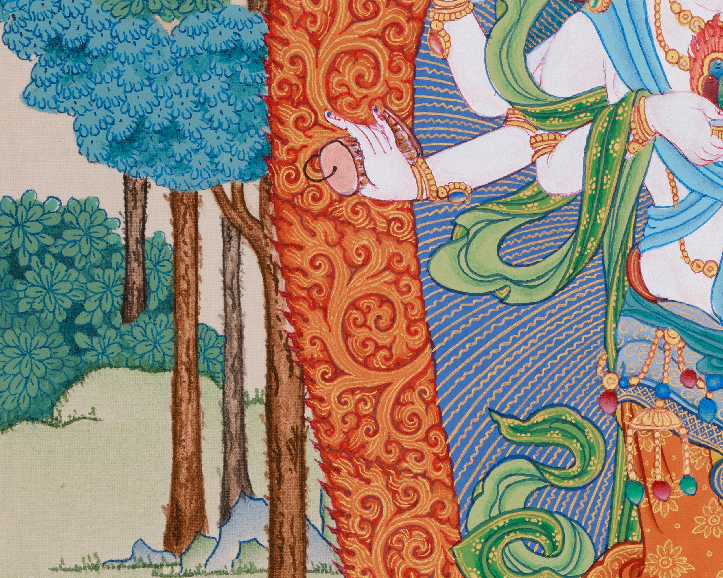 Prosperity Deity White Mahakala Thangka | The Benevolent Protector