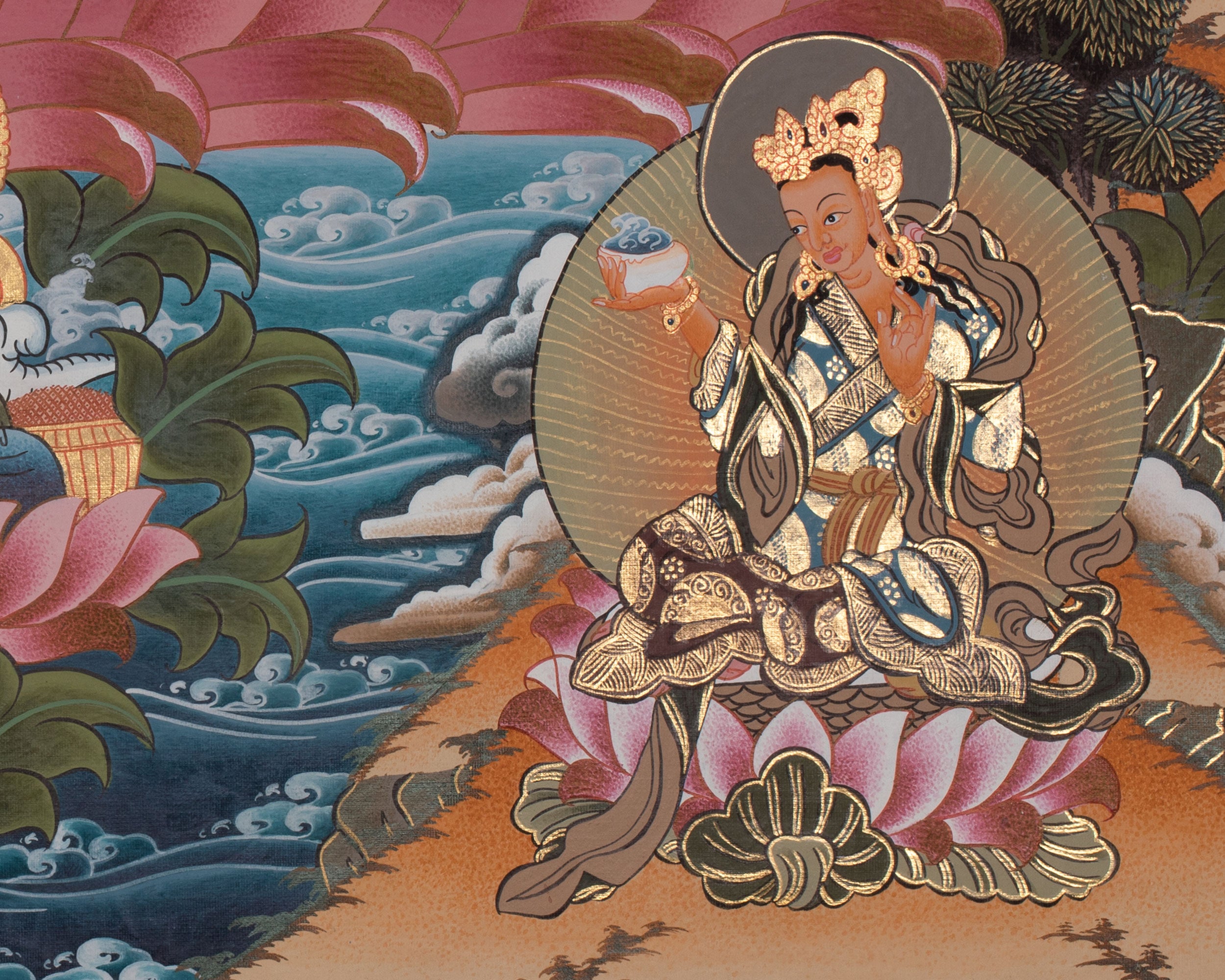 Traditional Guru Rinpoche Painting | Lotus-Born Master and Tantric Guru