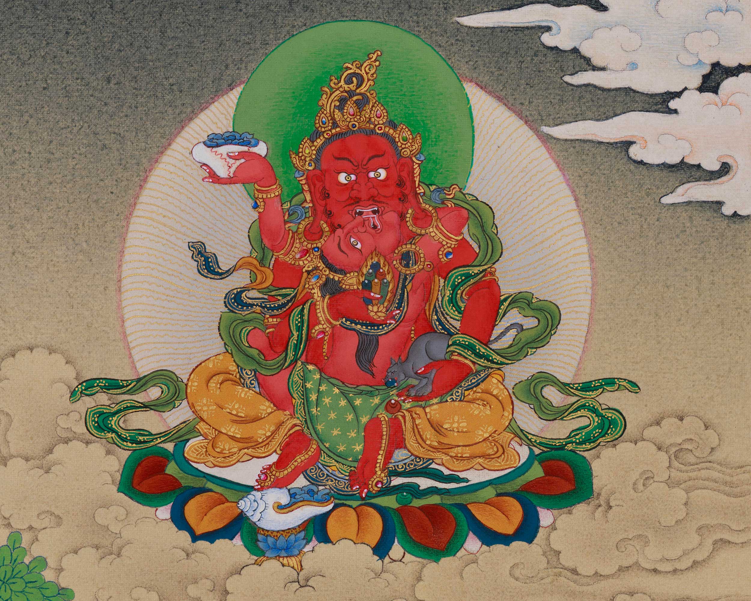 Divine Thangka of White Mahakala | Prosperity Deity