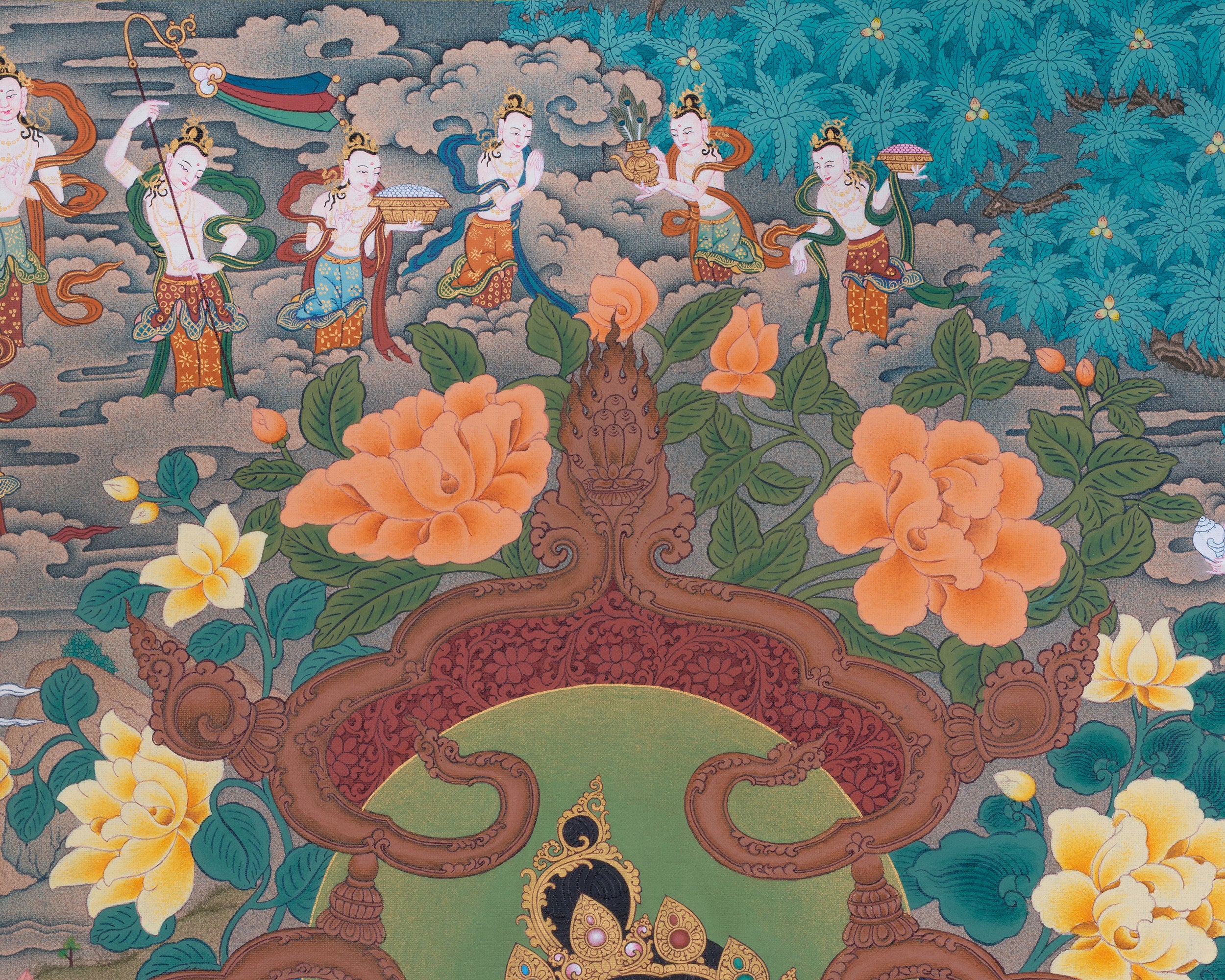 Jambala, Dzambhala Thangka Painting, Tibetan Thangka Print
