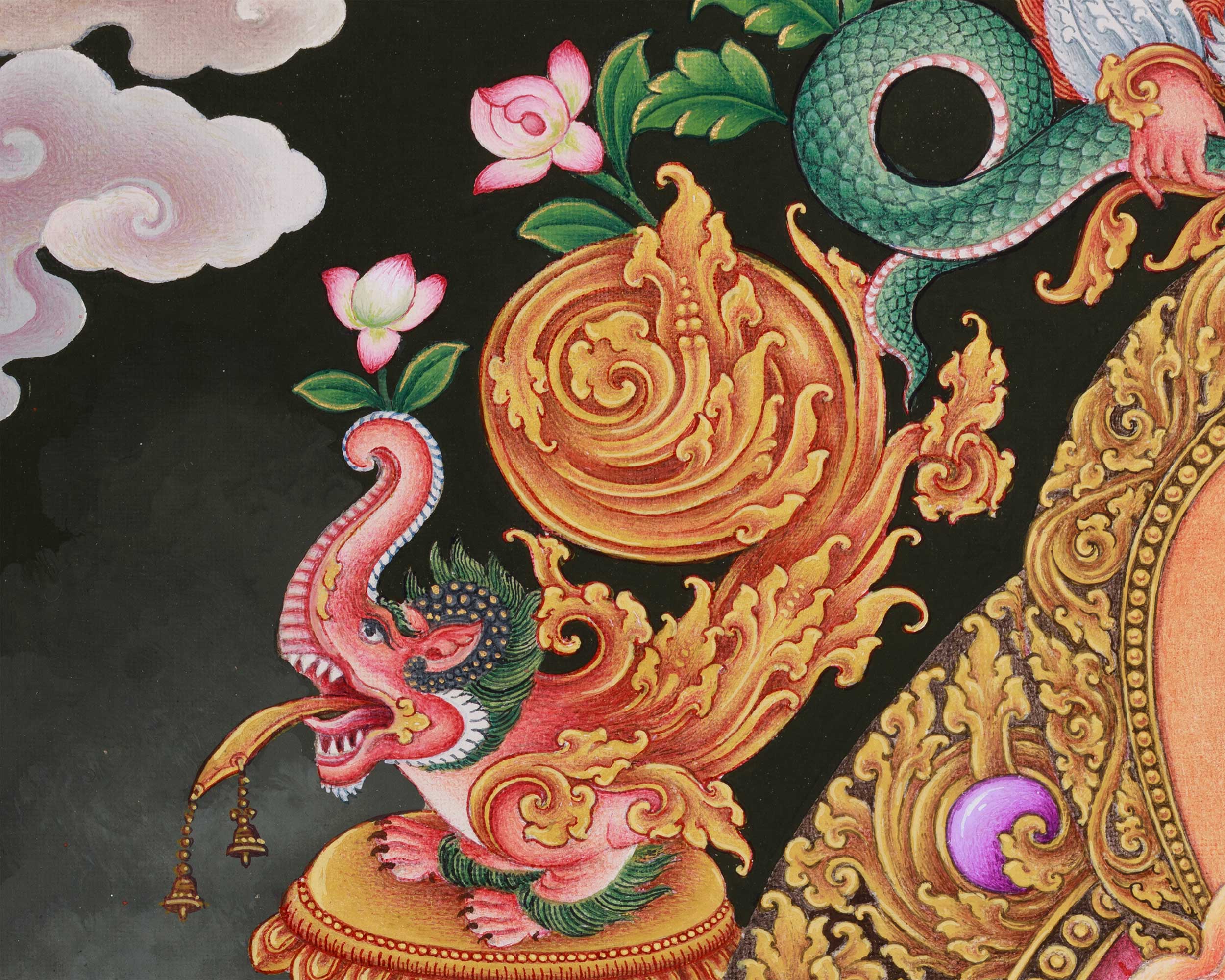 Paubha Masterpiece of Tibetan Goddess Standing Green Tara | Guardian of the Eight Fears