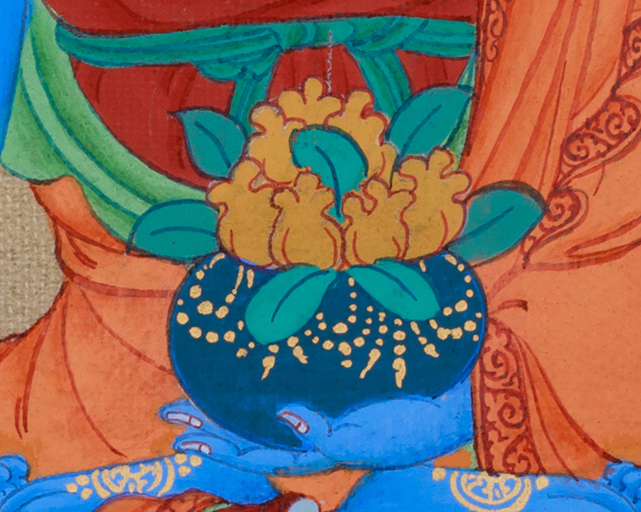 Hand-Painted Meditating Medicine Buddha Thangka | The Healing Buddha
