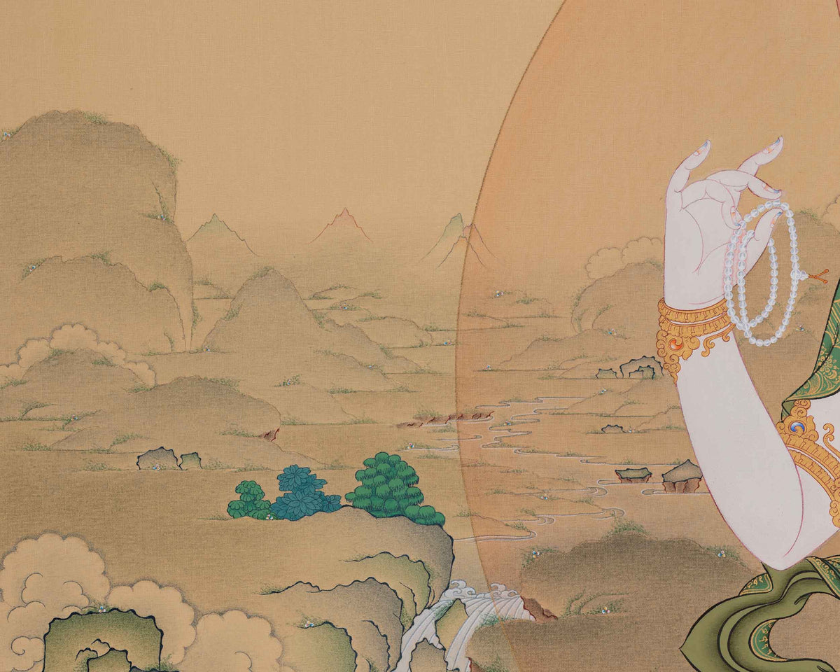 Tibetan Four-Armed Chenrezig Thangka | Chaturbhuja Avalokiteshvara