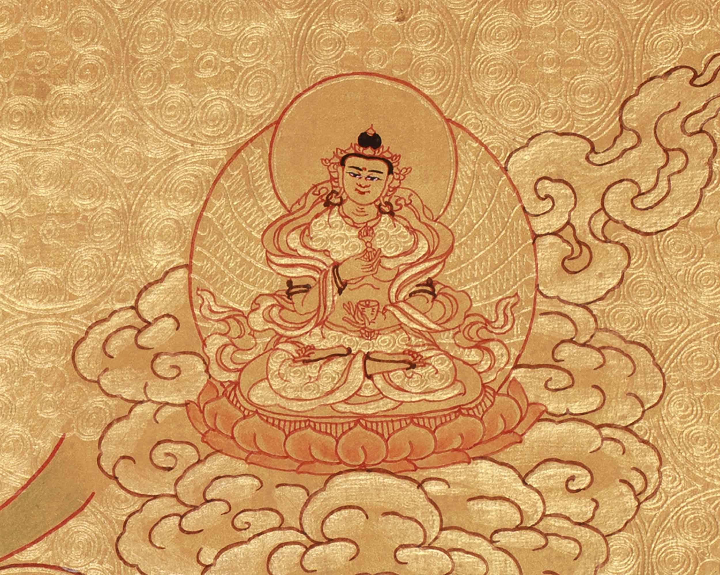 Vajradhara Lineage Thangka | A Divine Masterpiece of Tantric Teachings in Luminous Gold