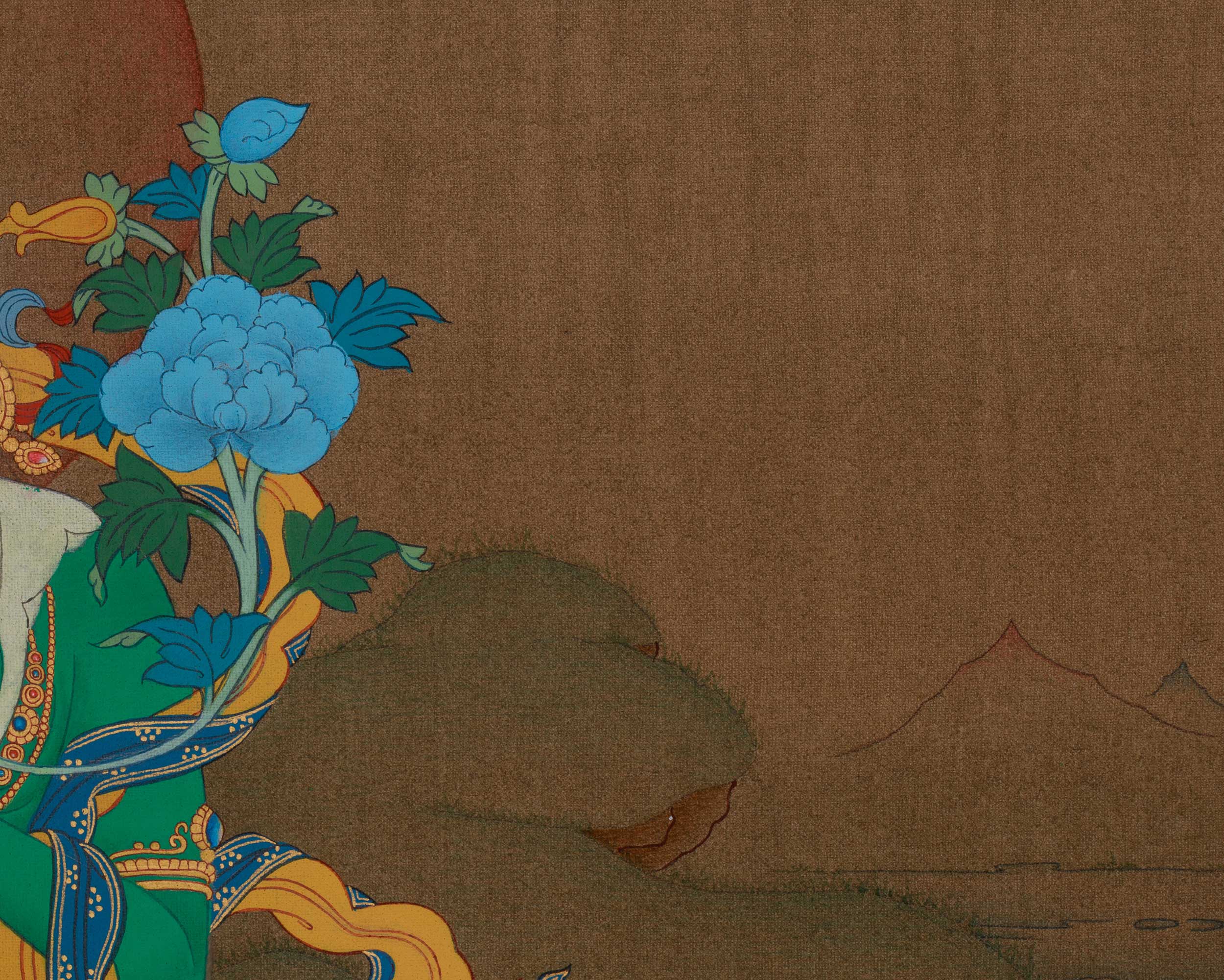 Spiritual Shyama Tara Thangka | Goddess Green Tara Artwork | Protection Deity