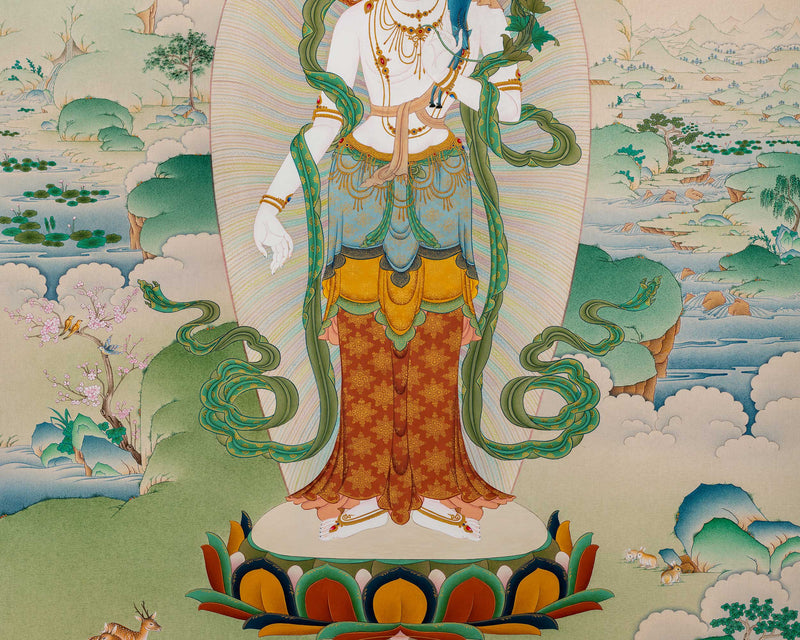 Trinity of Enlightenment: Shakyamuni Buddha, Green Tara, Avalokiteshvara |  Exclusive Karma Gadri Art Prints