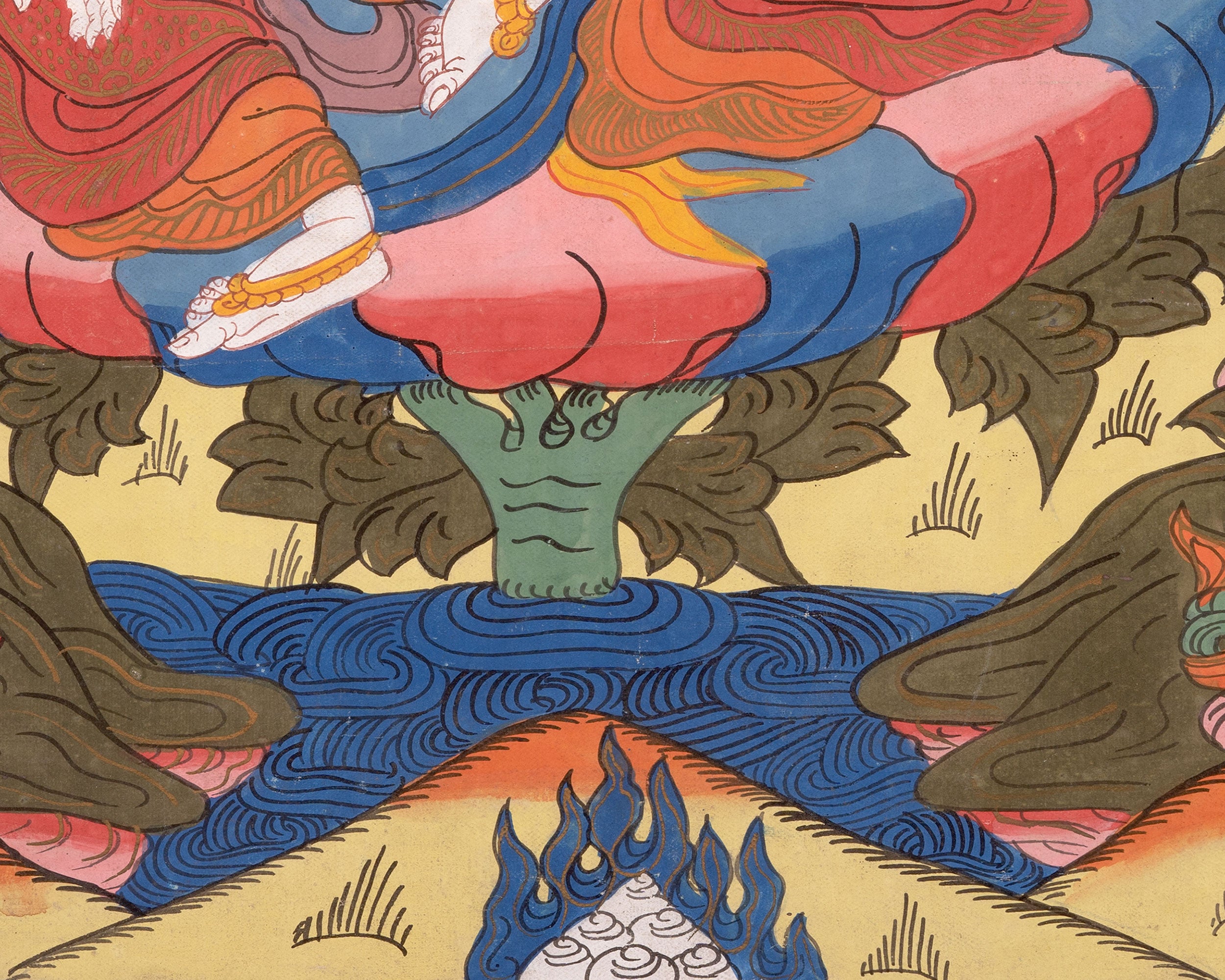Goddess Vasudhara Thangka | Buddhist Art of Abundance and Fertility