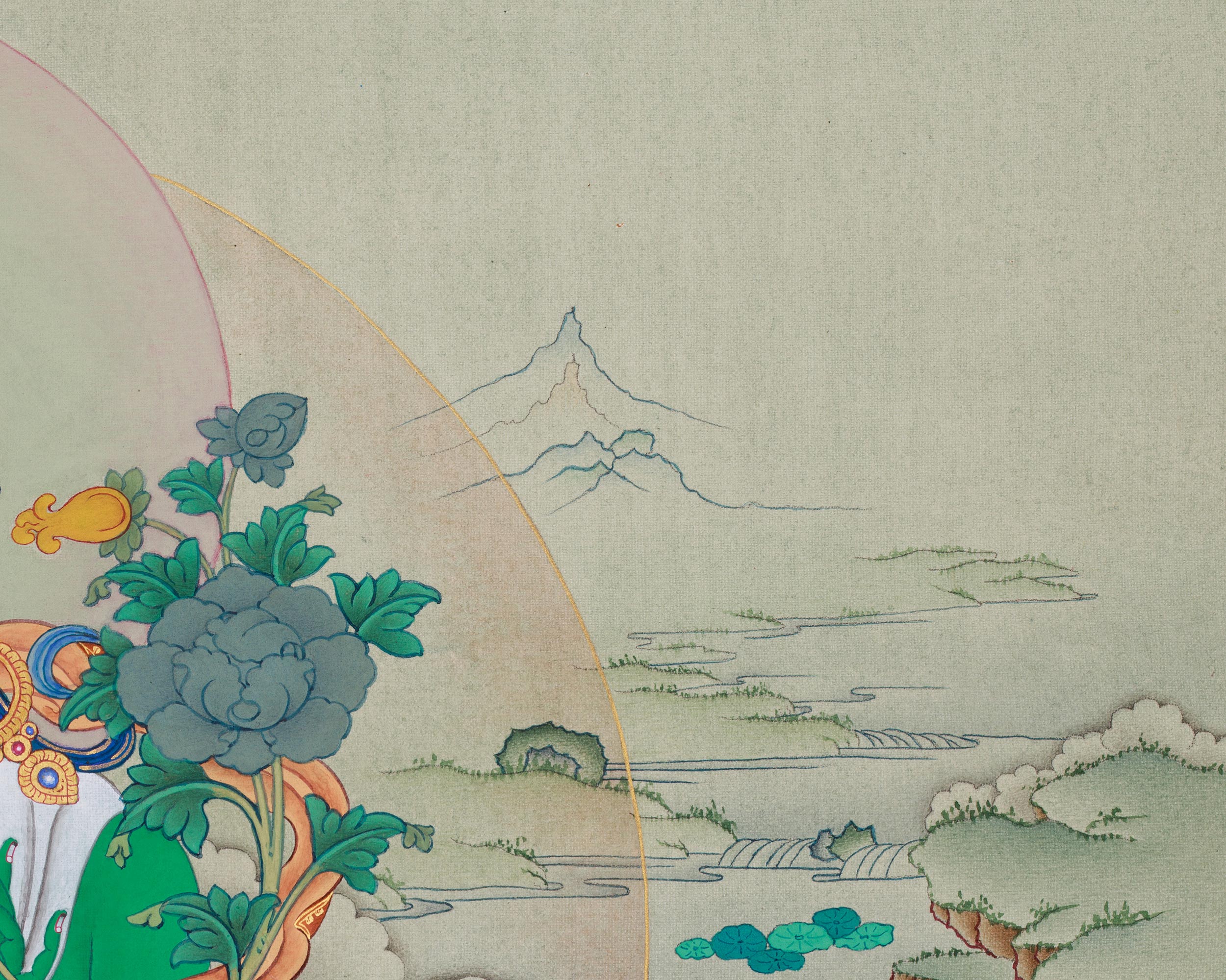 Original Female Bodhisattva Green Tara Painting | Divine Protector and Healer of All Beings