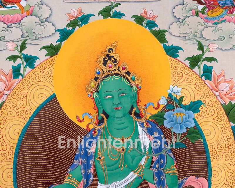 Traditional Tara 21 Thangka | Religious Wall Hanging | Hand-Painted Artwork of Compassion