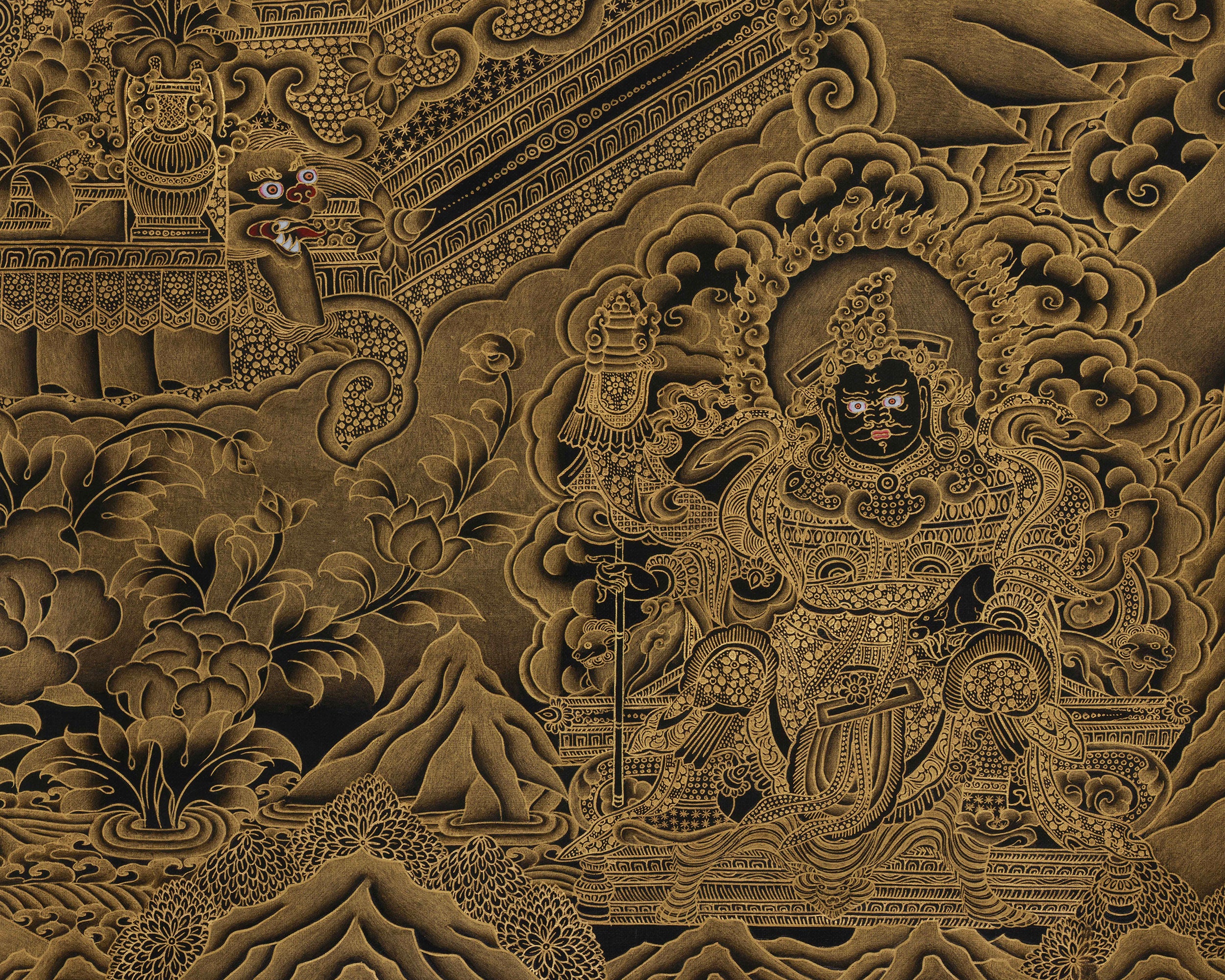 Golden Presence of Bhaishajyaguru, Medicine Buddha | Giclee Canvas Print
