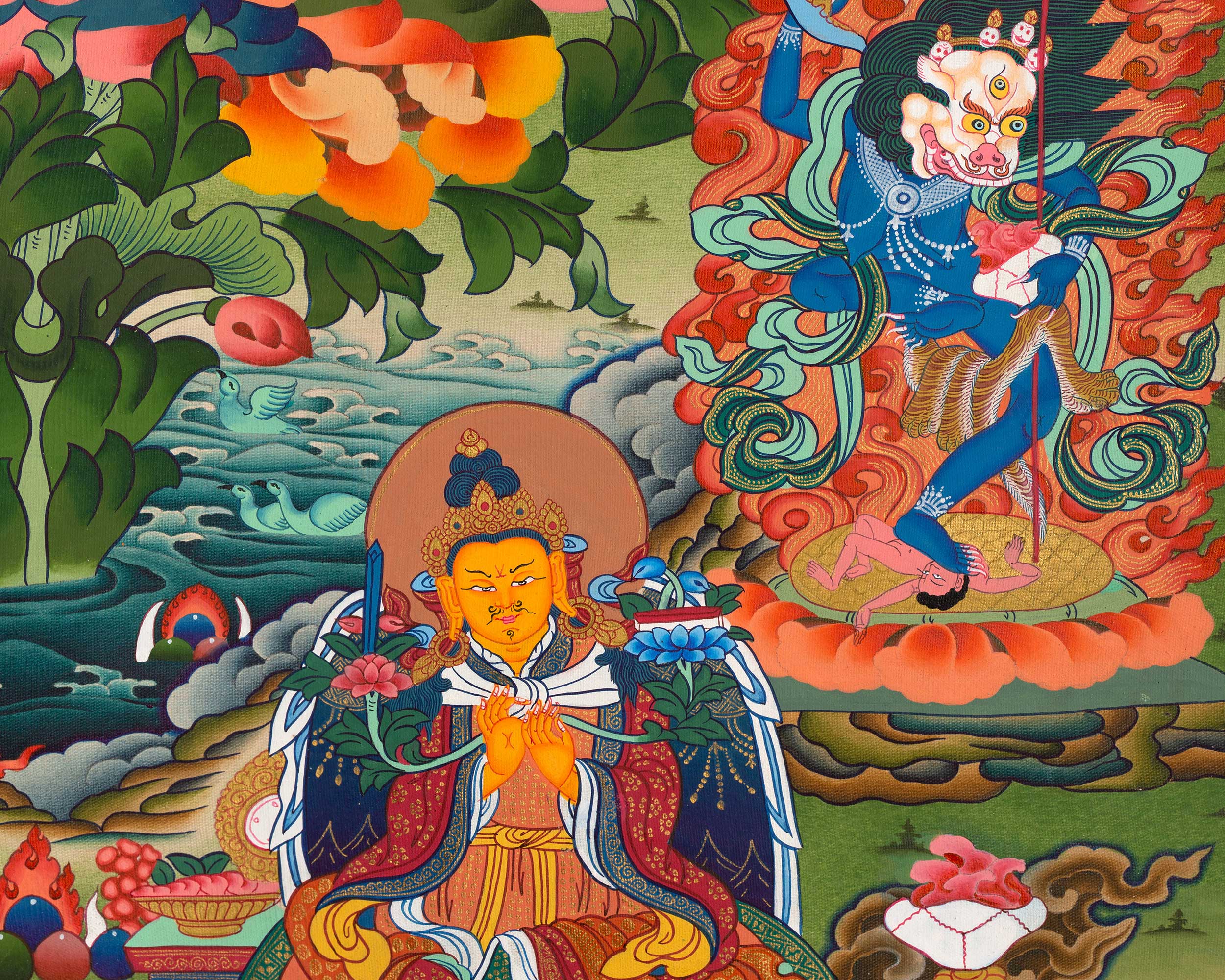 Guru Rinpoche Thangka | Eight Manifestation of Guru Padmasambhava |  Lotus Born Master of Buddhism | Thangka Painting for Meditation