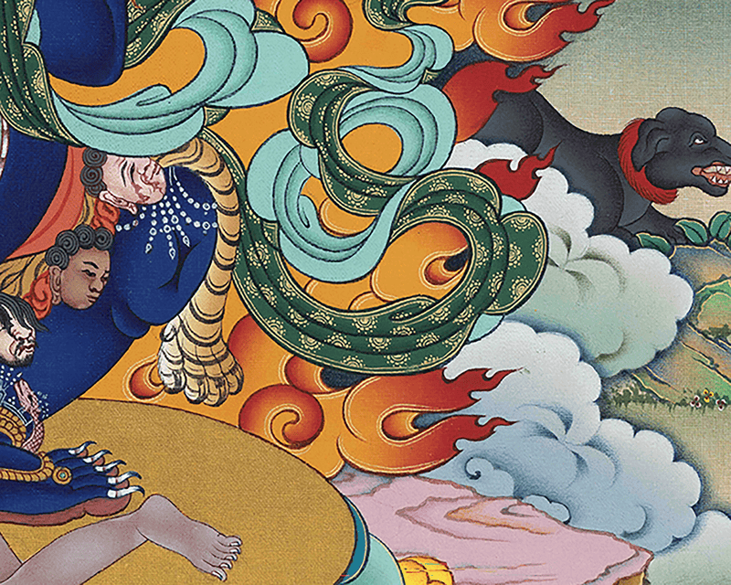High Quality Sakya Mahakala Thangka Print | Guardian of Time | Buddhist Wall Decorations