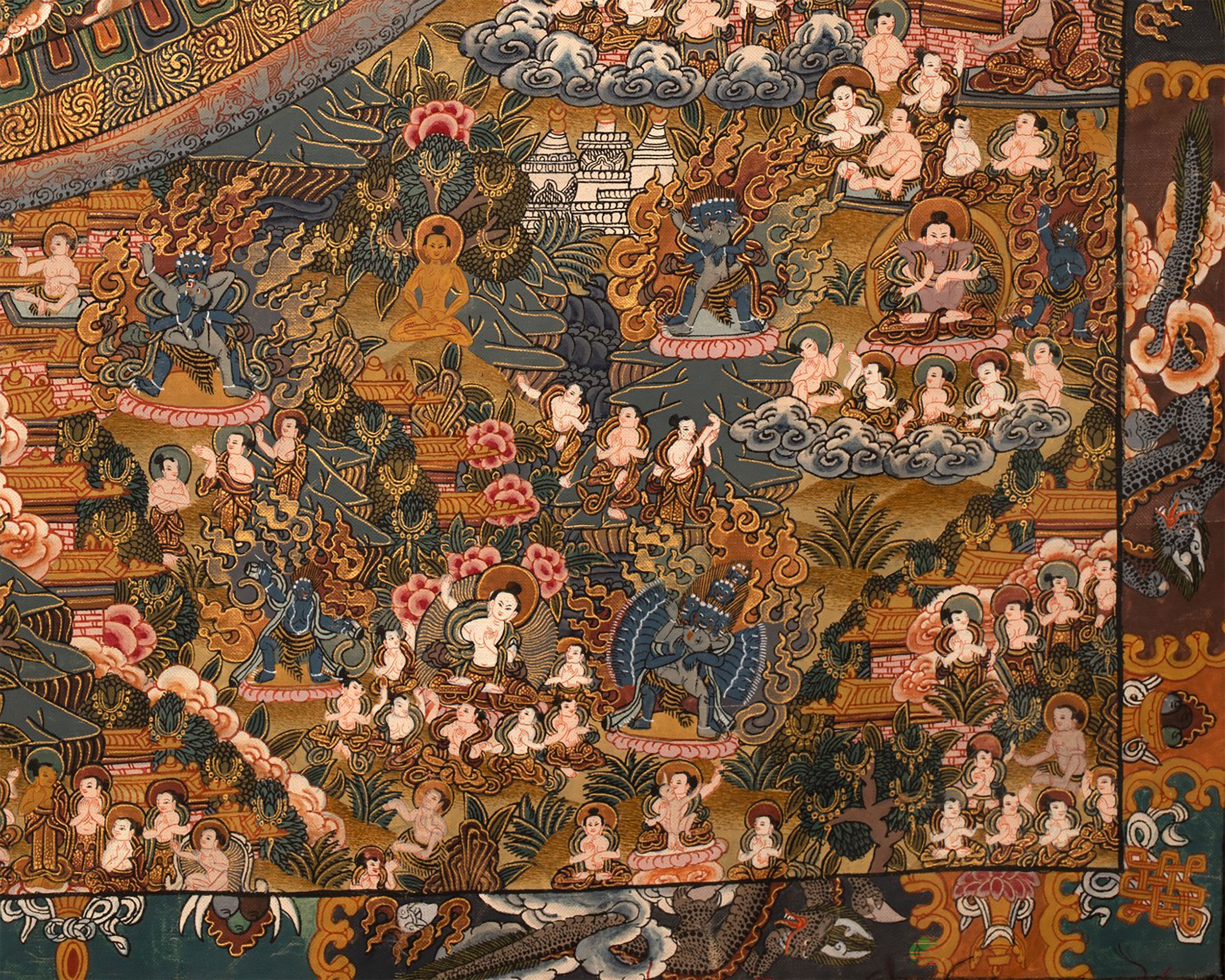 Vintage Buddhist Mandala | Hand Painted Tibetan Wall Decor